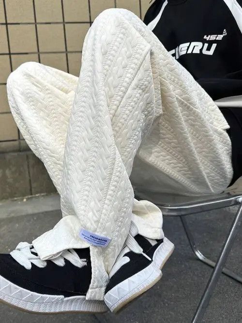 Japanese Brand × Vintage cable-knit Loose fit Wide Y2k Sweatpants Size US 32 / EU 48 - 1 Thumbnail