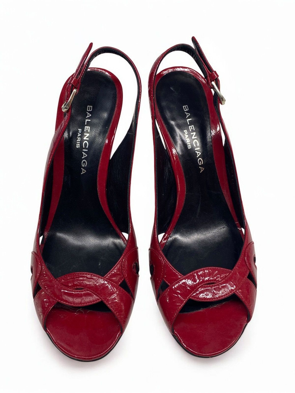 Balenciaga 🔥 BALENCIAGA RED HEELS Y2K CUTOUT SLINGBACK DIVA ENERGY Size US 4 / IT 34 - 4 Thumbnail