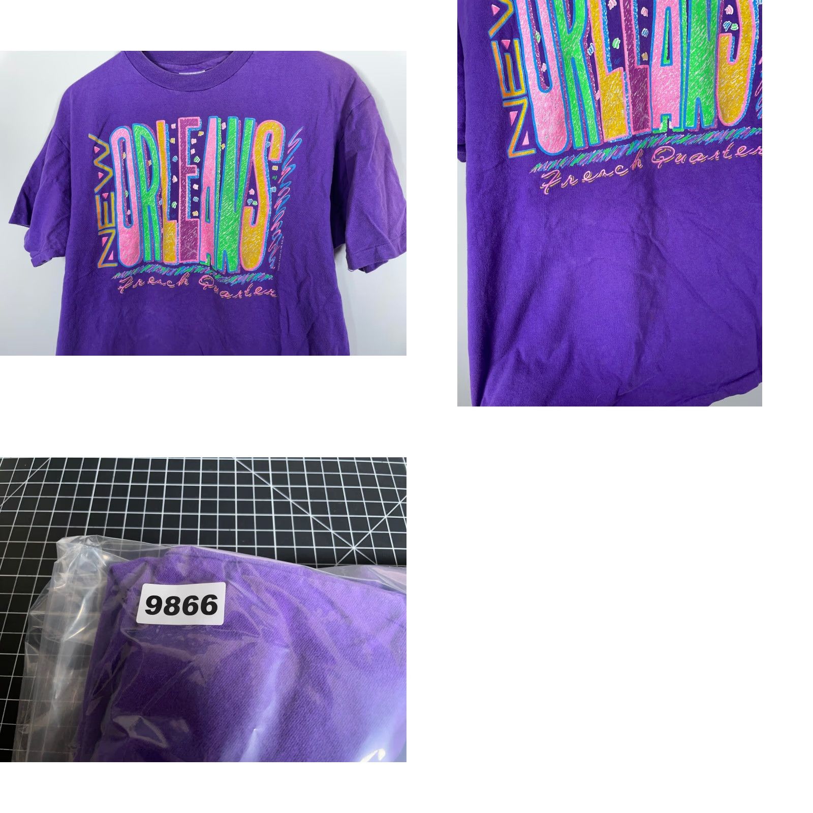 Hanes VINTAGE Hanes Beefy New Orleans T-Shirt Adult Large Purple Graphic Print Single Stitch 90s Mens Size US L / EU 52-54 / 3 - 8 Thumbnail
