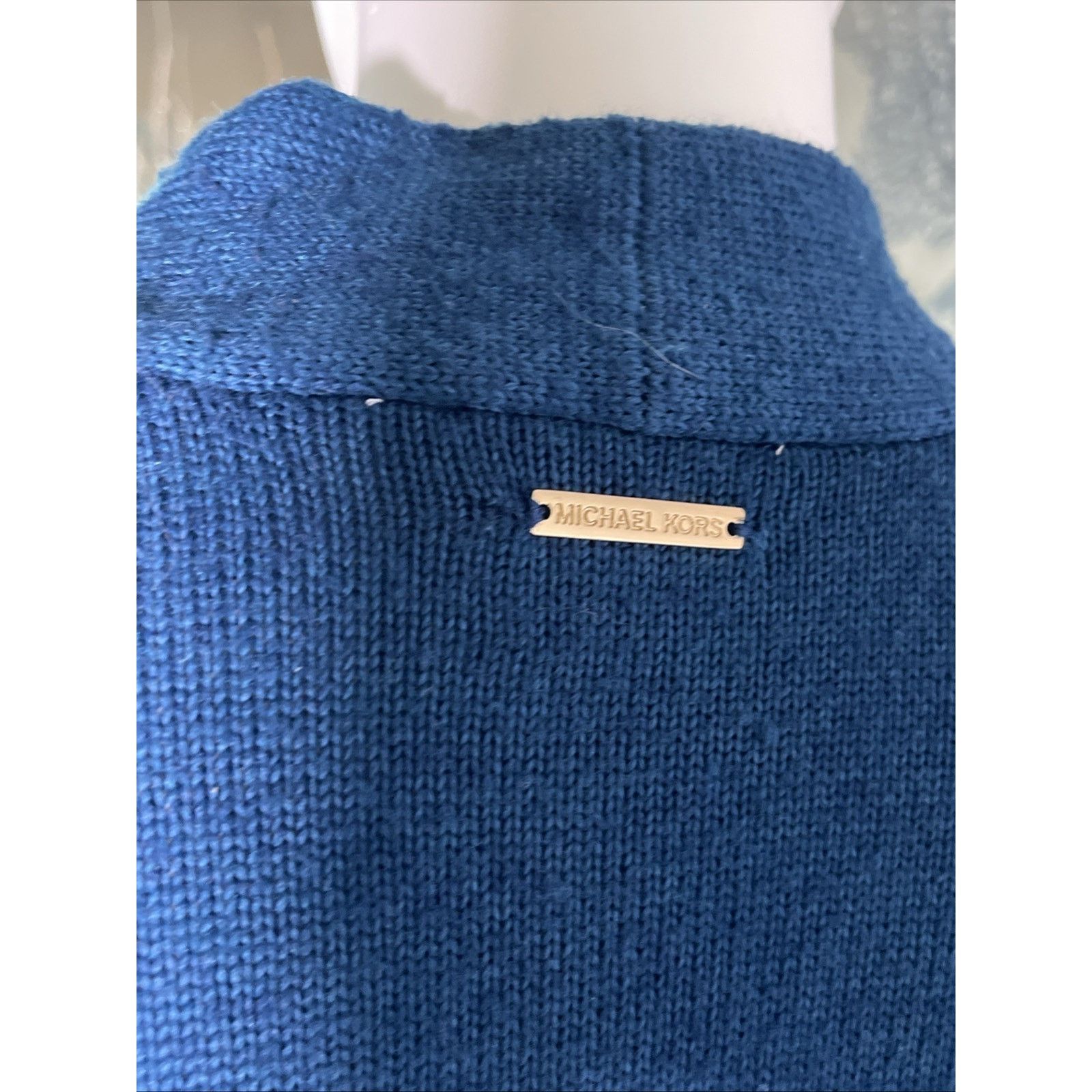 Michael Kors Michael Kors Women's Blue Long Cardigan Pockets L Size L / US 10 / IT 46 - 5 Thumbnail
