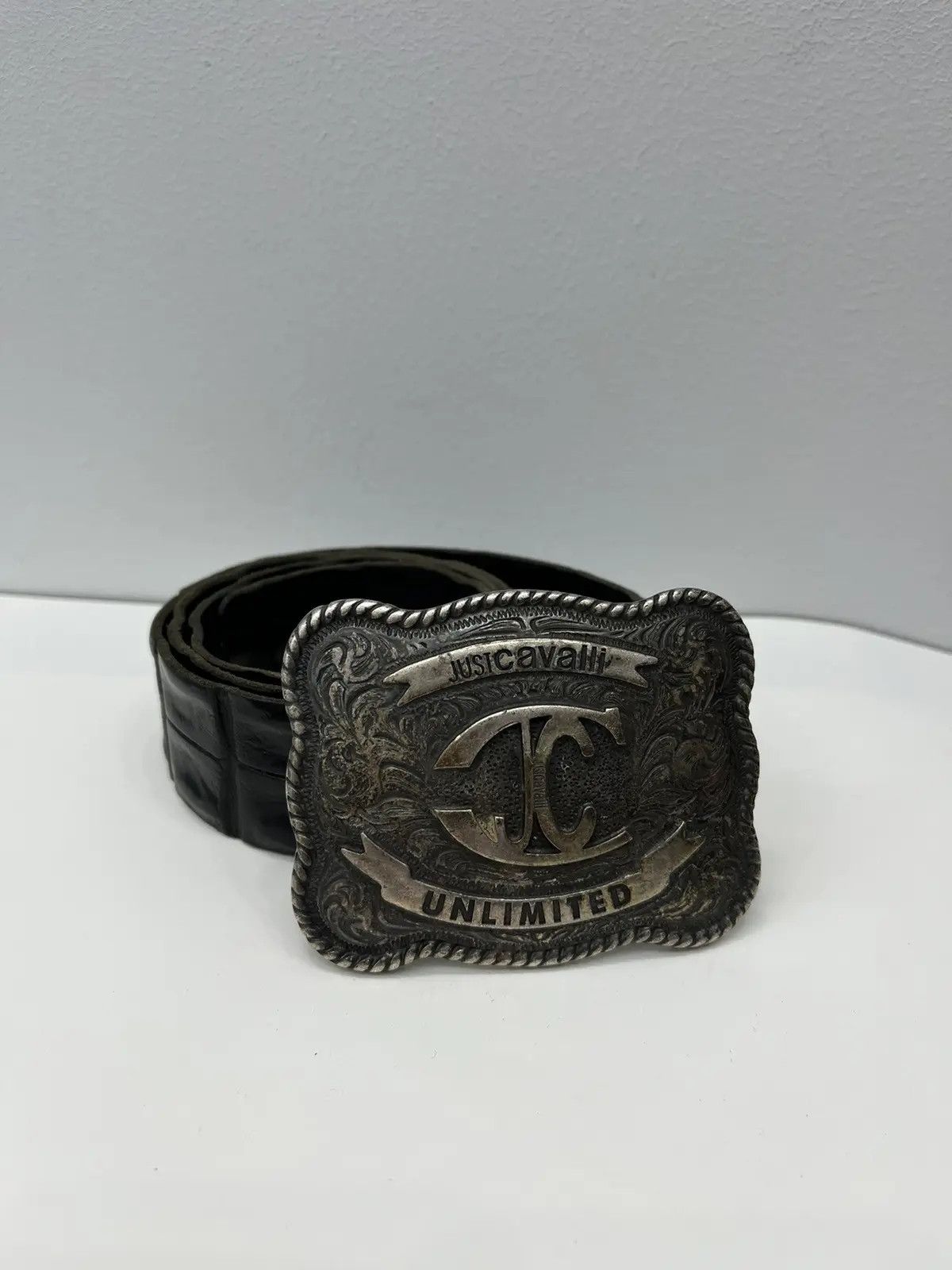 Just Cavalli Vintage Just Cavalli Crocodile Style Leather Belt Size 34 - 1 Thumbnail