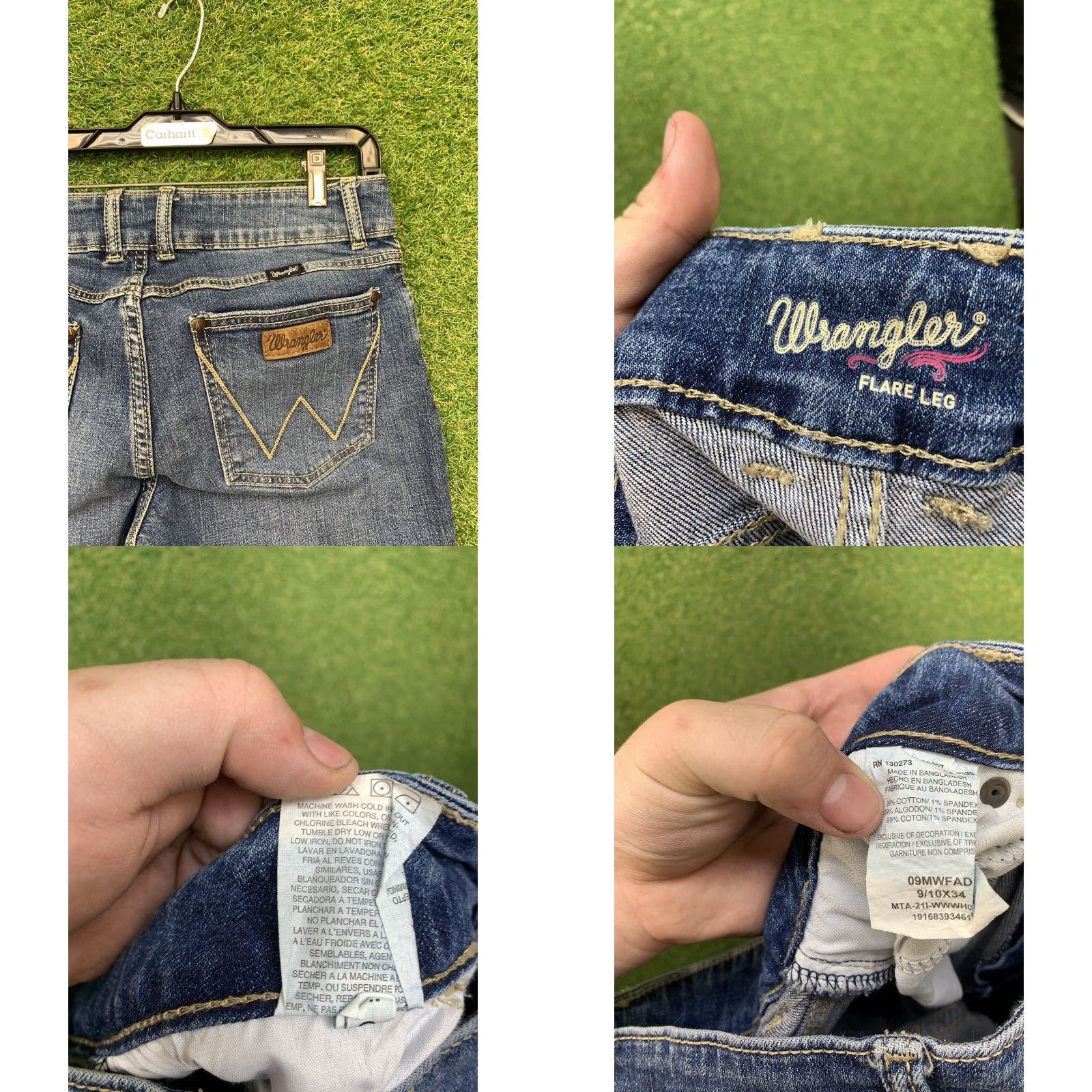 Wrangler VINTAGE Wrangler Flare Leg Denim Jeans Womens 9/10 28x33 Raw Hem Western Cowboy Mae Wrangler Retro Regular Denim Blue 5-Pocket Mens? Size 32" / US 10 / IT 46 - 8 Thumbnail