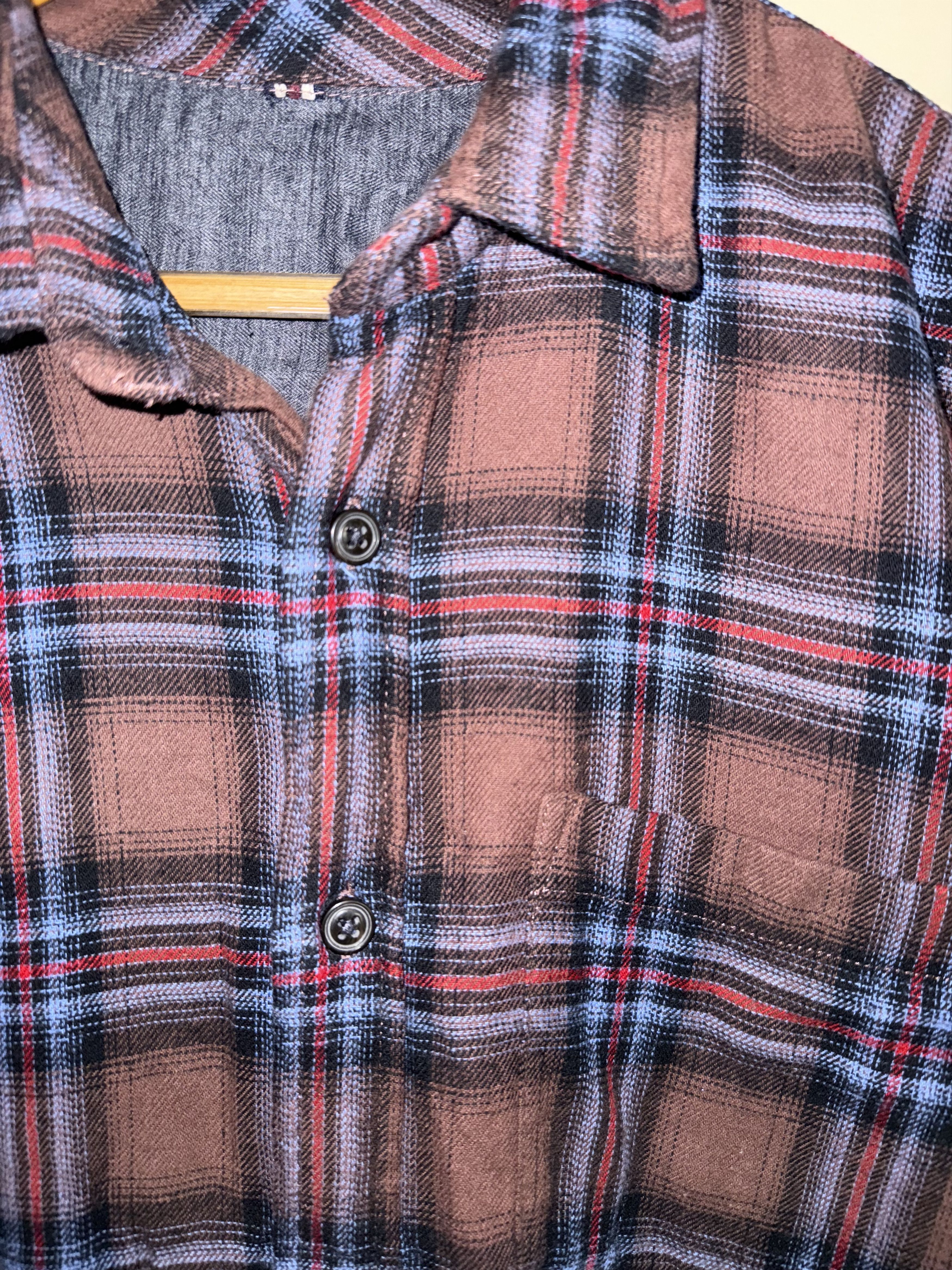 Other Plaid Brown Flannel L/S Shirt, Men's Large Size US L / EU 52-54 / 3 - 2 Thumbnail