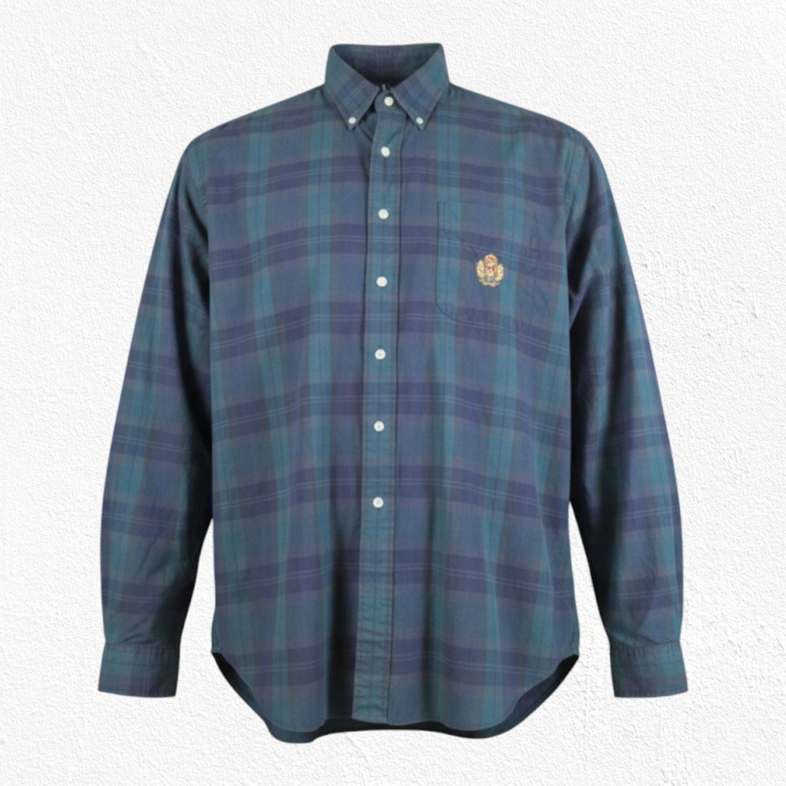 Ralph Lauren 90s Ralph Lauren Black Watch Plaid Crest Button Down Top XL Size US XL / EU 56 / 4 - 1 Thumbnail