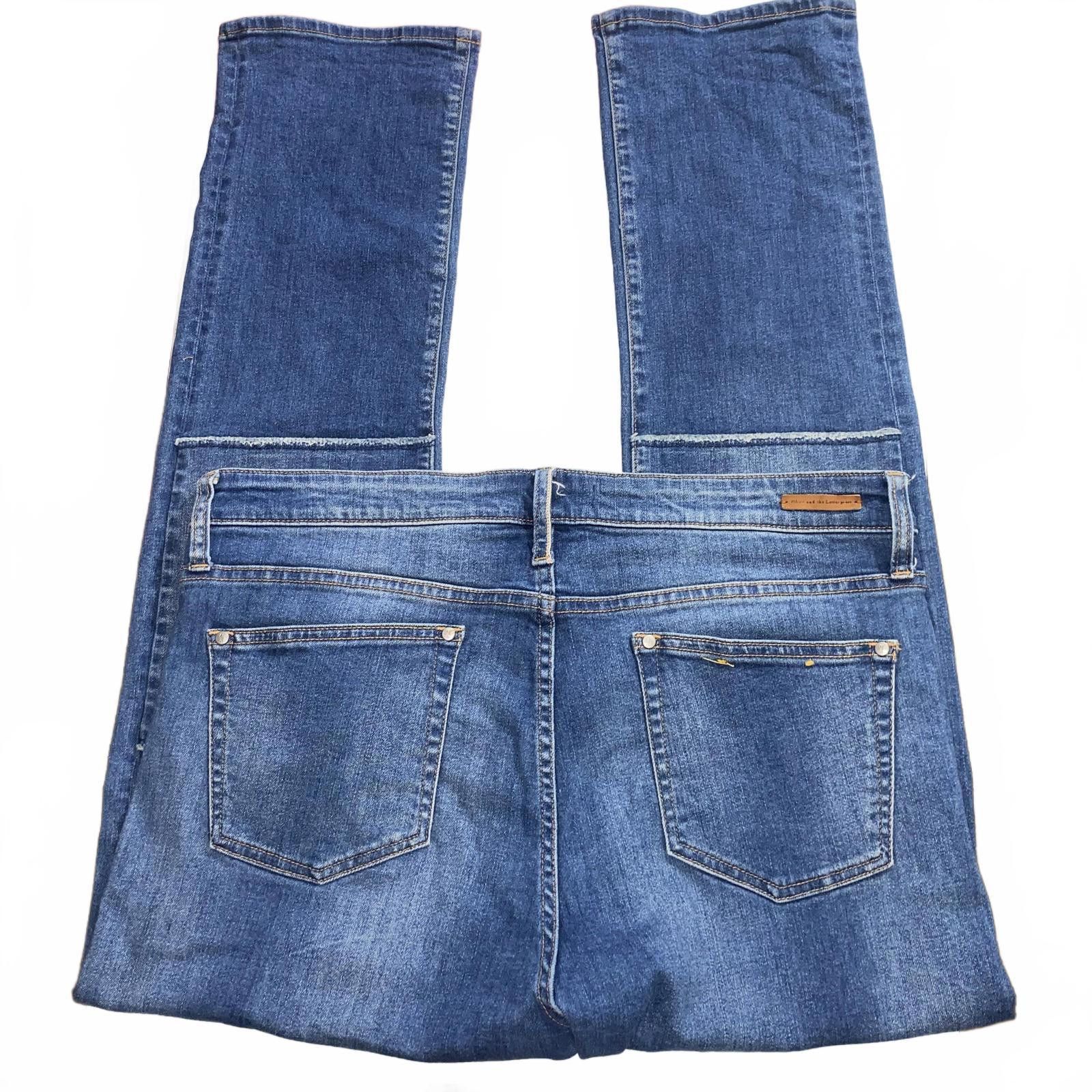 Designer Pilcro Parallel Straight Leg Jeans 33 Blue Patchwork Denim Size 33" - 3 Thumbnail
