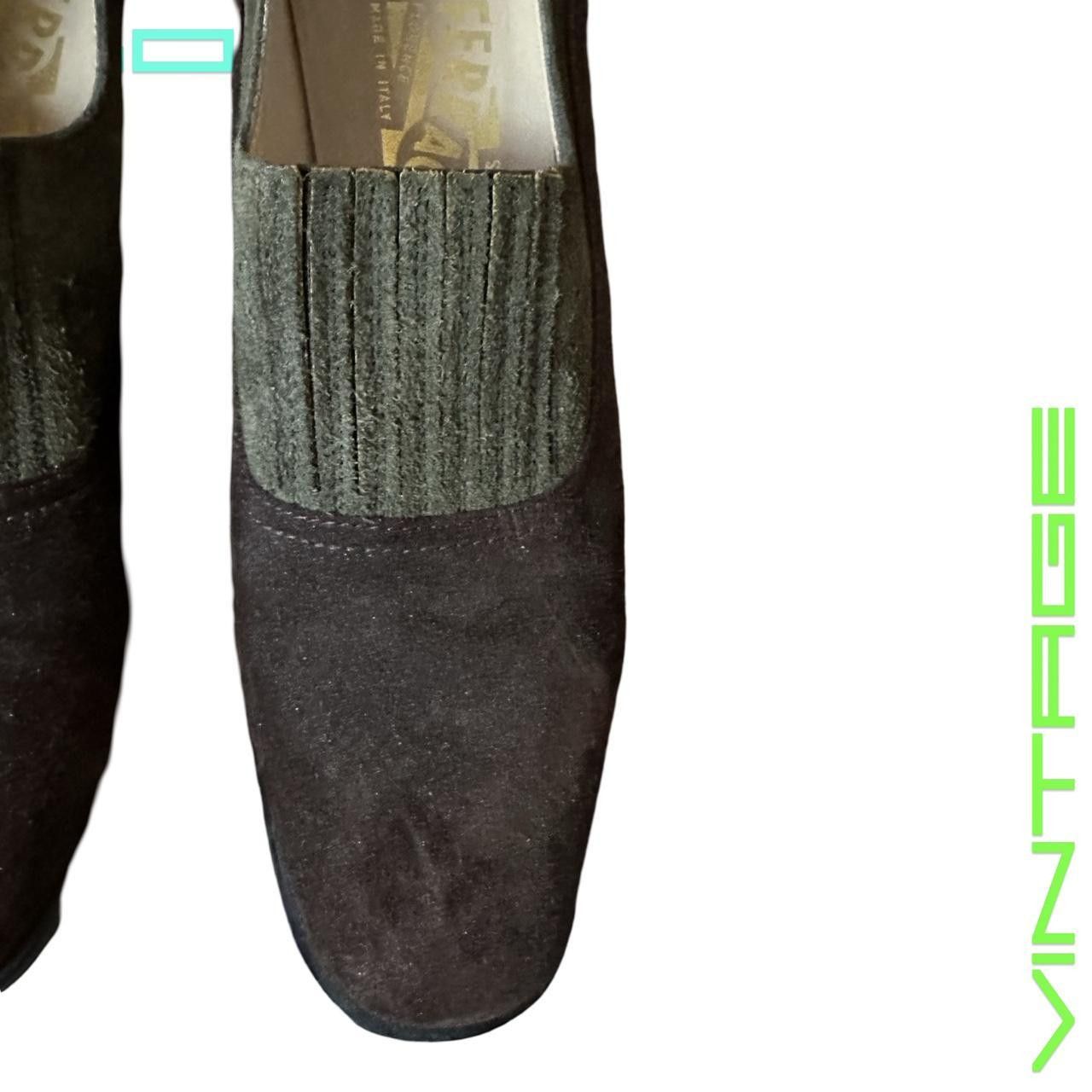 Salvatore Ferragamo Vintage Brown/Green Suede Heels - 7.5 Womens US NARROW Size US 7.5 / IT 37.5 - 5 Thumbnail