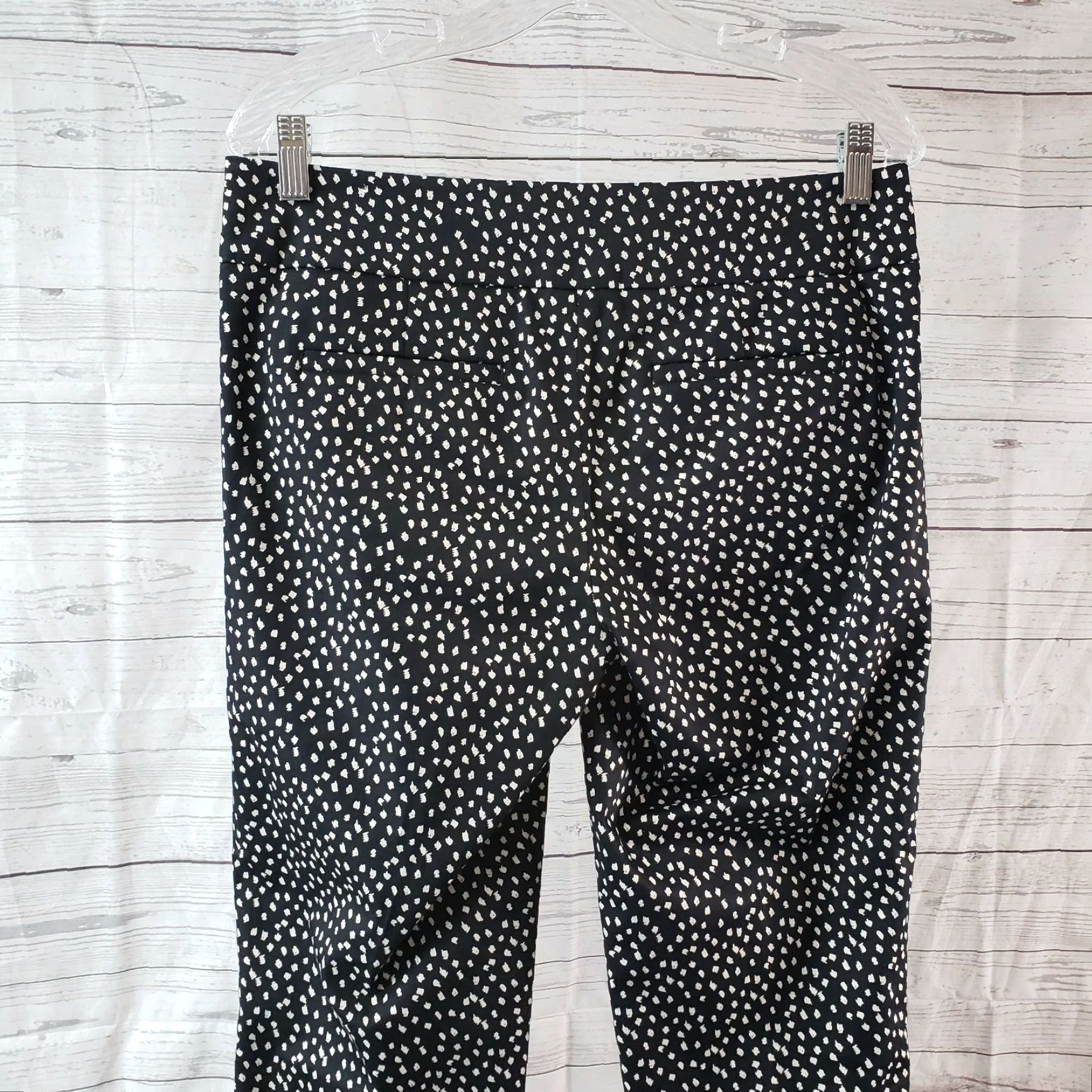 Ann Taylor Ann Taylor LOFT Womens Marisa Cropped Pants Sz 4 Black White Mid Rise Cotton Crop Pants Womens 4 Black Size 27" / US 4 / IT 40 - 4 Thumbnail