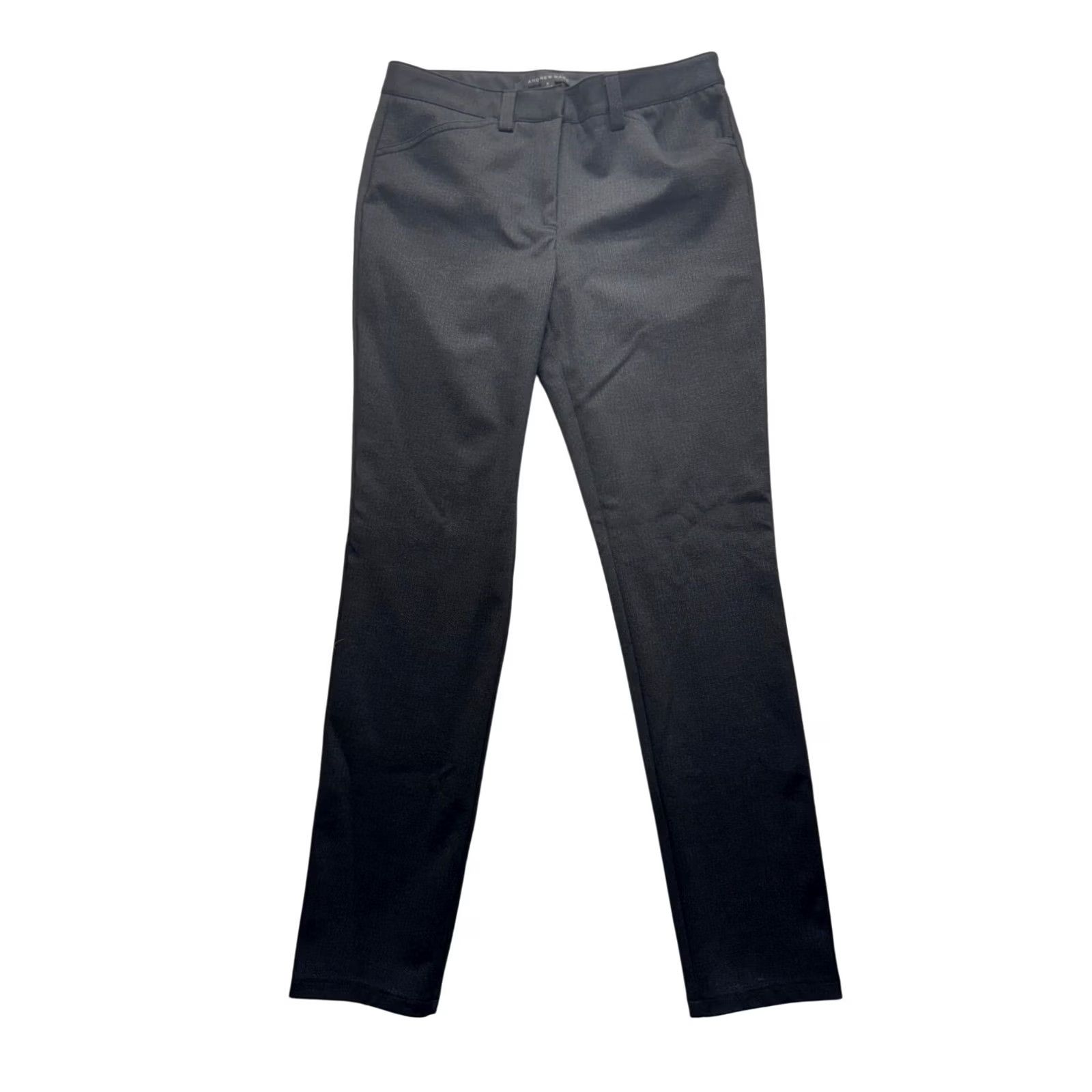 Andrew Marc Andrew Marc Black Straight-Leg Pants Womens 6 35" Length Polyester Rayon Blend Dress Pants Size 28" / US 6 / IT 42 - 2 Thumbnail