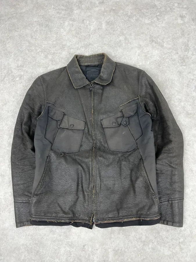 Marithe + Francois Girbaud 1990s Marithé + François Girbaud Avant-Garde Brut Grey Leather Jacket Size US M / EU 48-50 / 2 - 4 Thumbnail