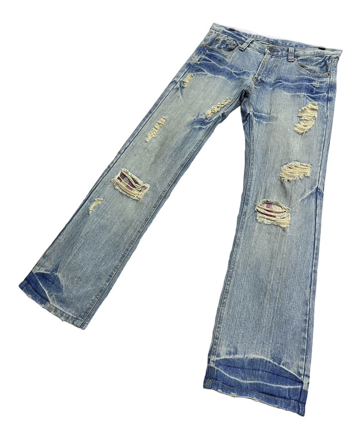 I Love NY 90’s “I❤️NEW YORK “ Mudwash Clawmark Ripped Flare Jeans Size US 31 - 9 Thumbnail