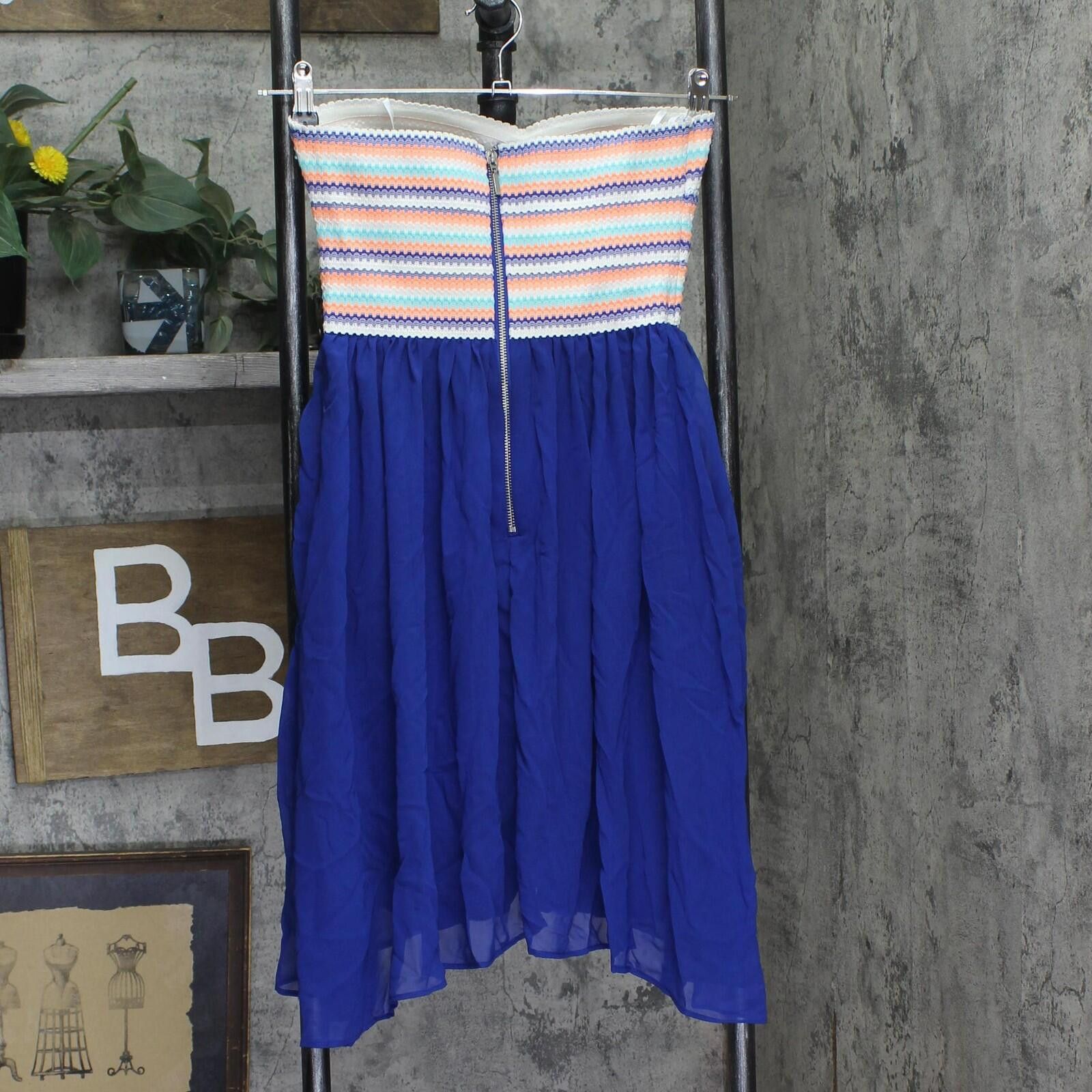 Other New B Darlin Fit And Flare Dress White / Blue Multi 7 / 8 Size M / US 6-8 / IT 42-44 - 2 Thumbnail