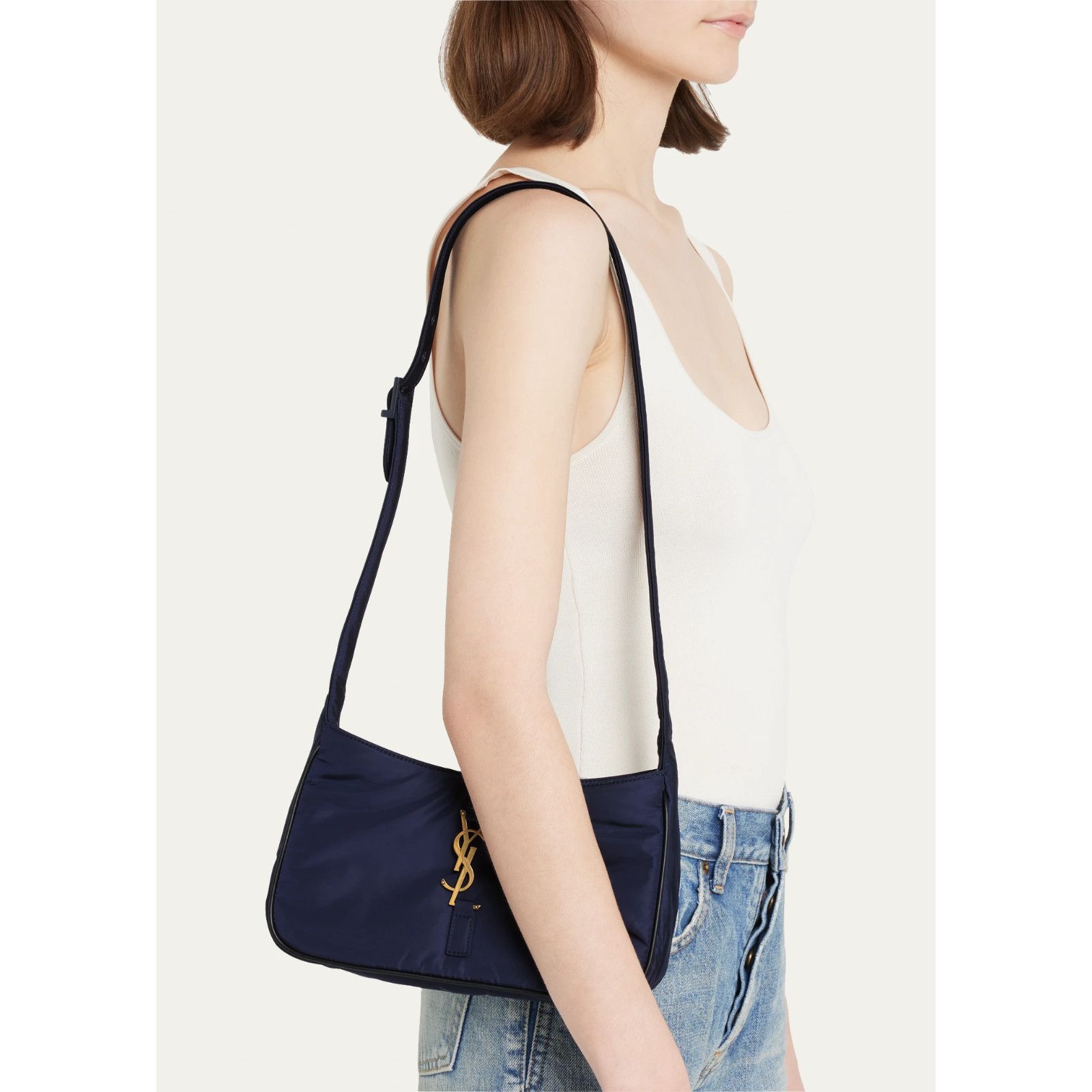 Yves Saint Laurent Saint Laurent Navy Blue Bronze Logo Shoulder Bag Size ONE SIZE - 4 Thumbnail