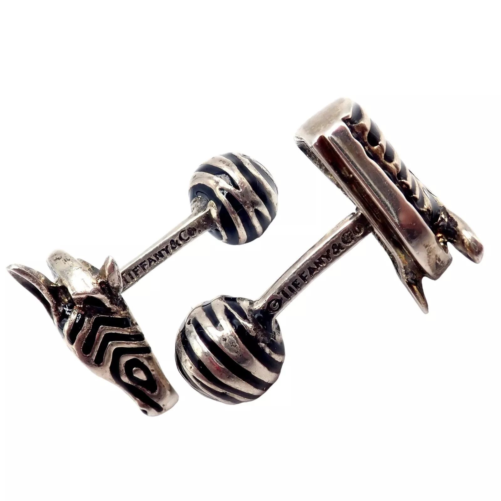 Tiffany & Co. Silver Black Enamel Zebra Cufflinks Size ONE SIZE - 3 Thumbnail