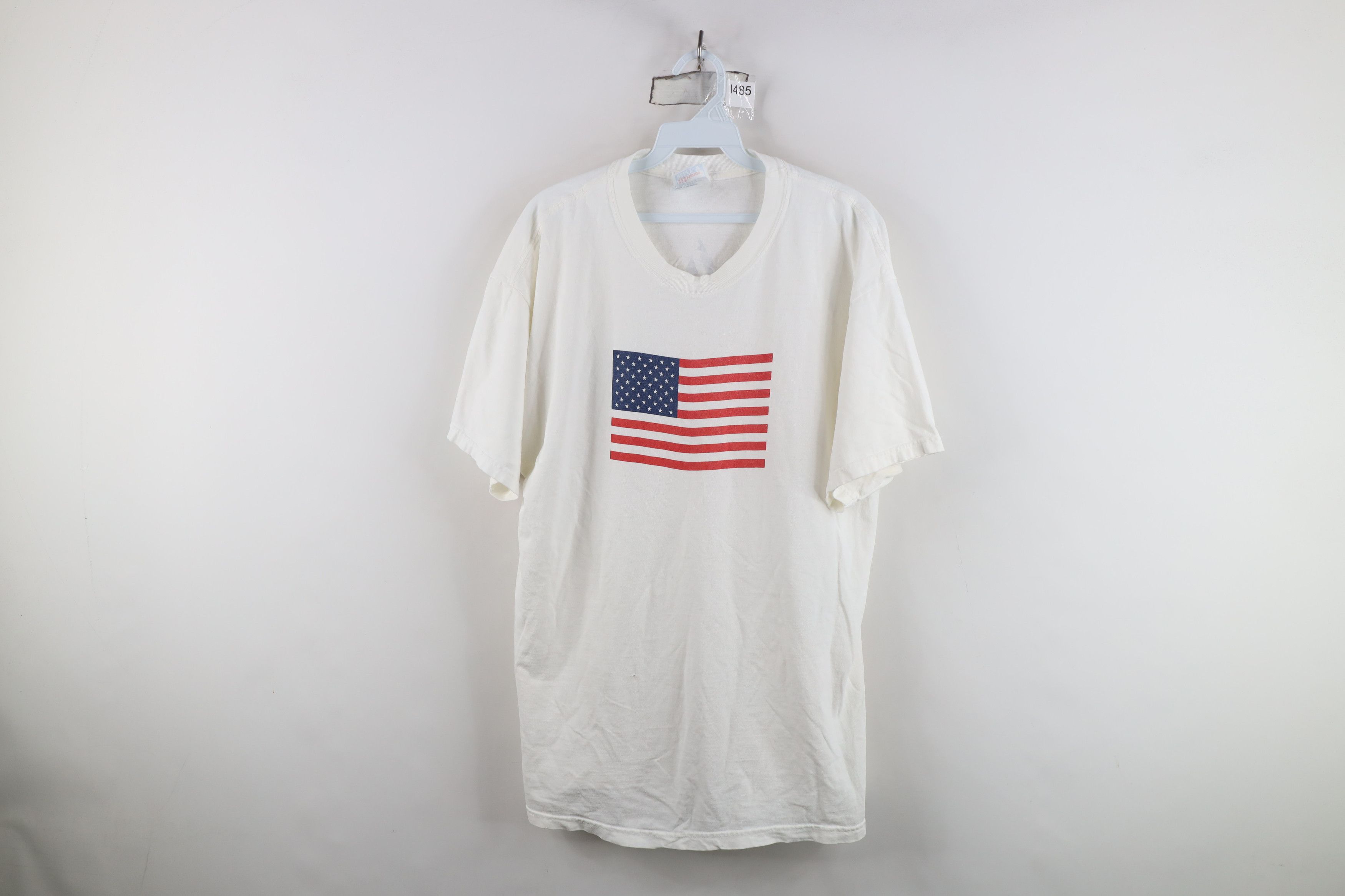 Vintage Vintage 90s Streetwear USA Flag Box Logo T-Shirt White Size US L / EU 52-54 / 3 - 1 Thumbnail