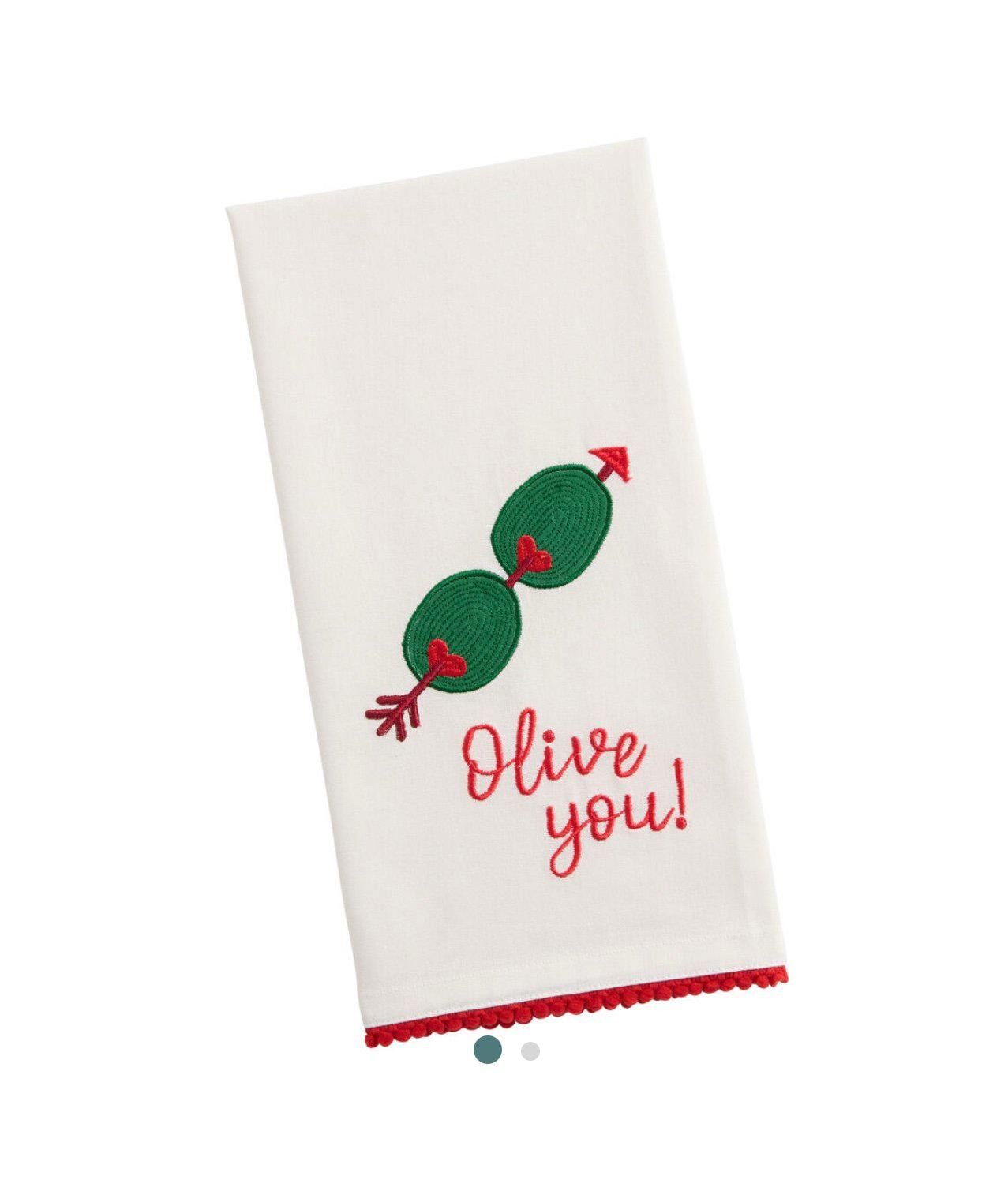 Other Valentine Olive You Dish Towel from World Market BNWT Size ONE SIZE - 1 Thumbnail
