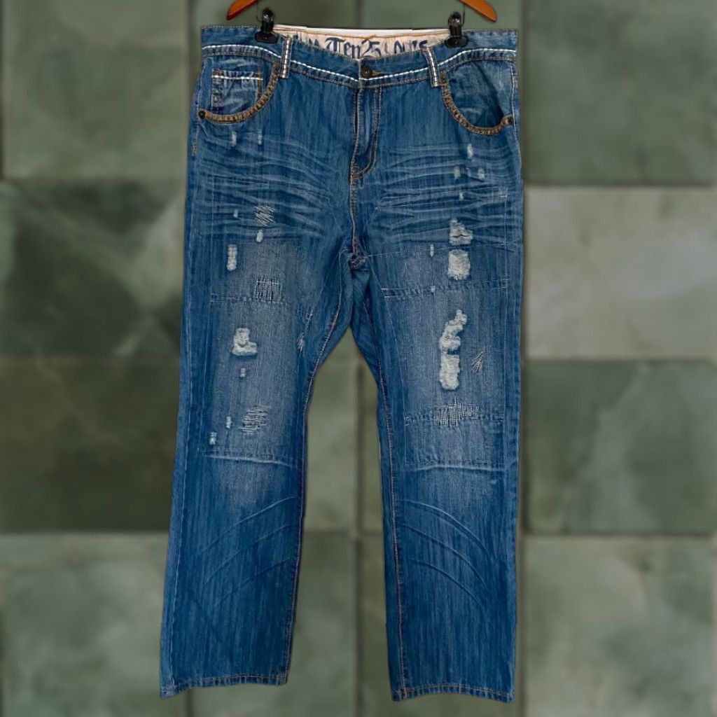 Vintage Ten25 Womens High Rise Straight Leg Distressed Blue Jeans Medium Wash Size 30" / US 8 / IT 44 - 1 Thumbnail