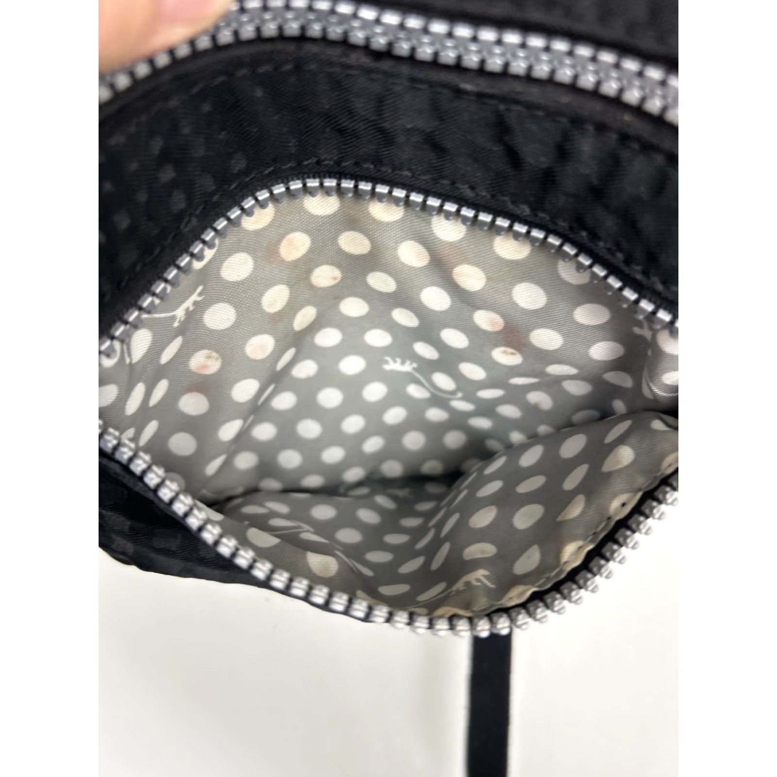 Vintage Kipling Keiko Crossbody Handbag Purse Mini Black Gray Spotted Nylon Classic Womens Adjustable Strap 8.25 9 0.75 7.5x7x1.5 Size ONE SIZE - 6 Thumbnail