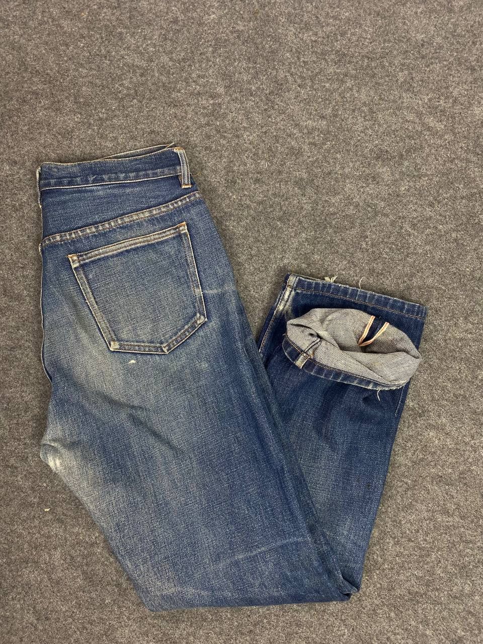 image of A P C x Distressed Denim Vintage Japan Selvedge Distressed Denim Nice Design, Men's (Size 33)