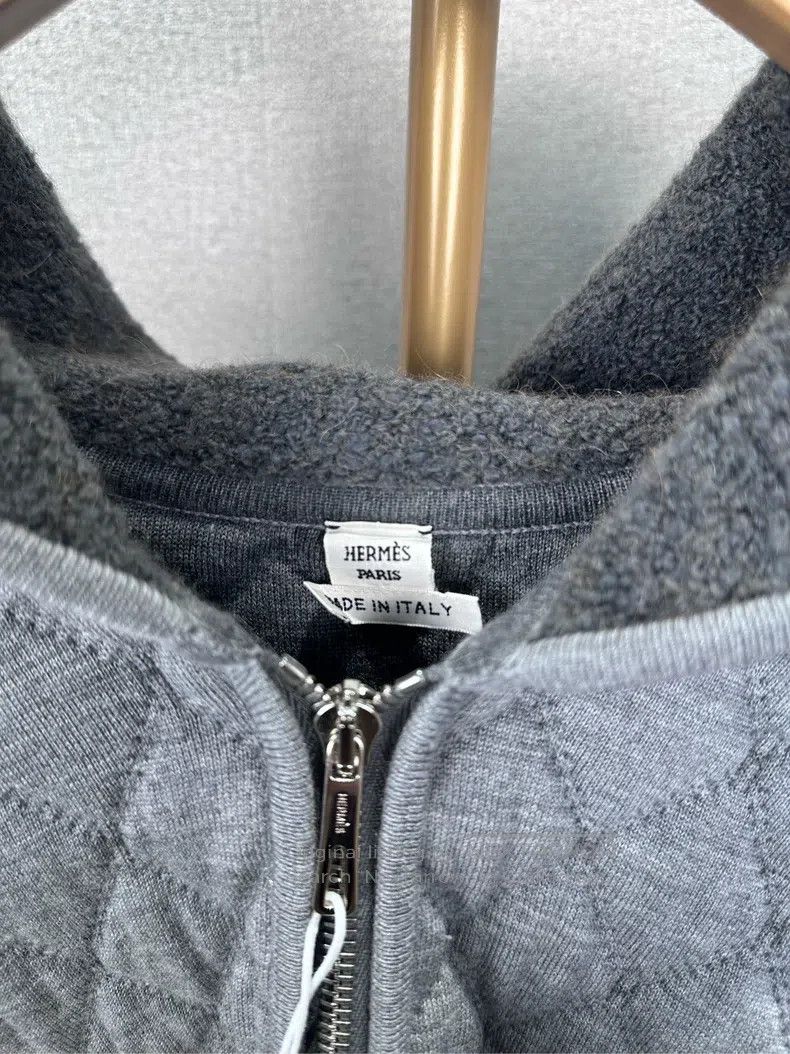 Hermes Hermes Gray Diamond Quilted Cotton Outerwear Size XXS / US 00 / IT 34 - 3 Thumbnail