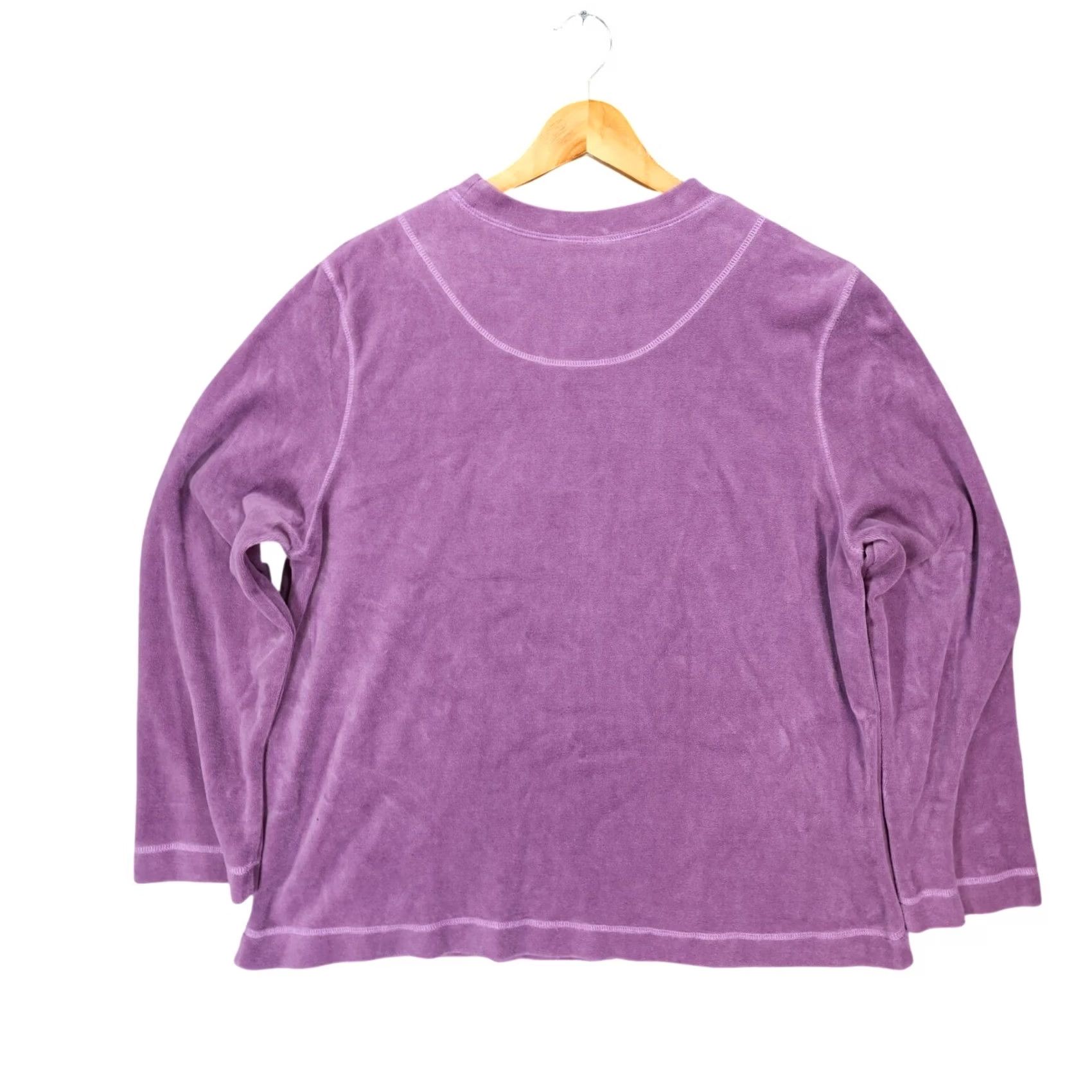 Velour Serengeti Velour Pullover Womens Large Purple Long Sleeve Pocket Top Size L / US 10 / IT 46 - 2 Thumbnail