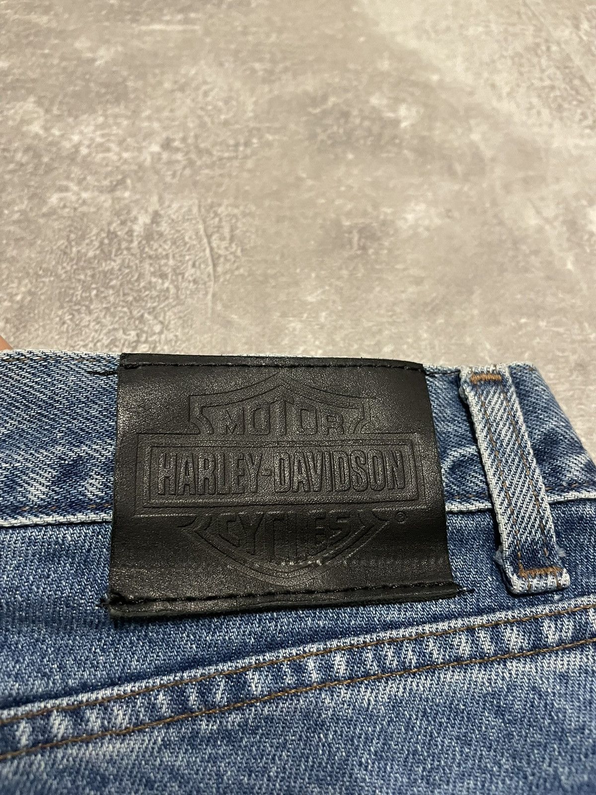 Harley Davidson × Vintage Vintage Harley Davidson Buggy Blue Denim Jeans Y2K 34/30 Size US 34 / EU 50 - 22 Thumbnail