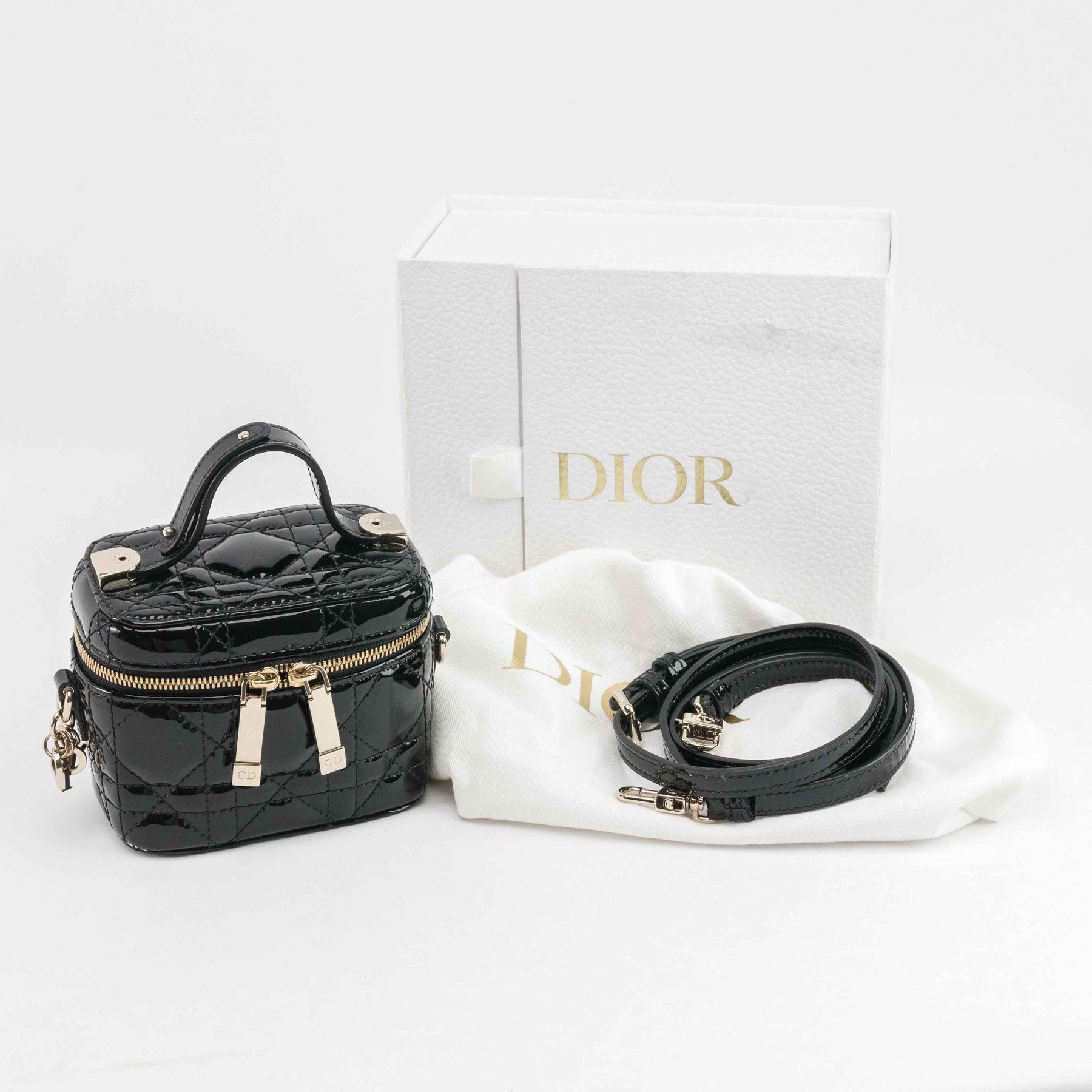 CHRISTIAN DIOR Lambskin Cannage Micro Lady Dior Vanity Case
