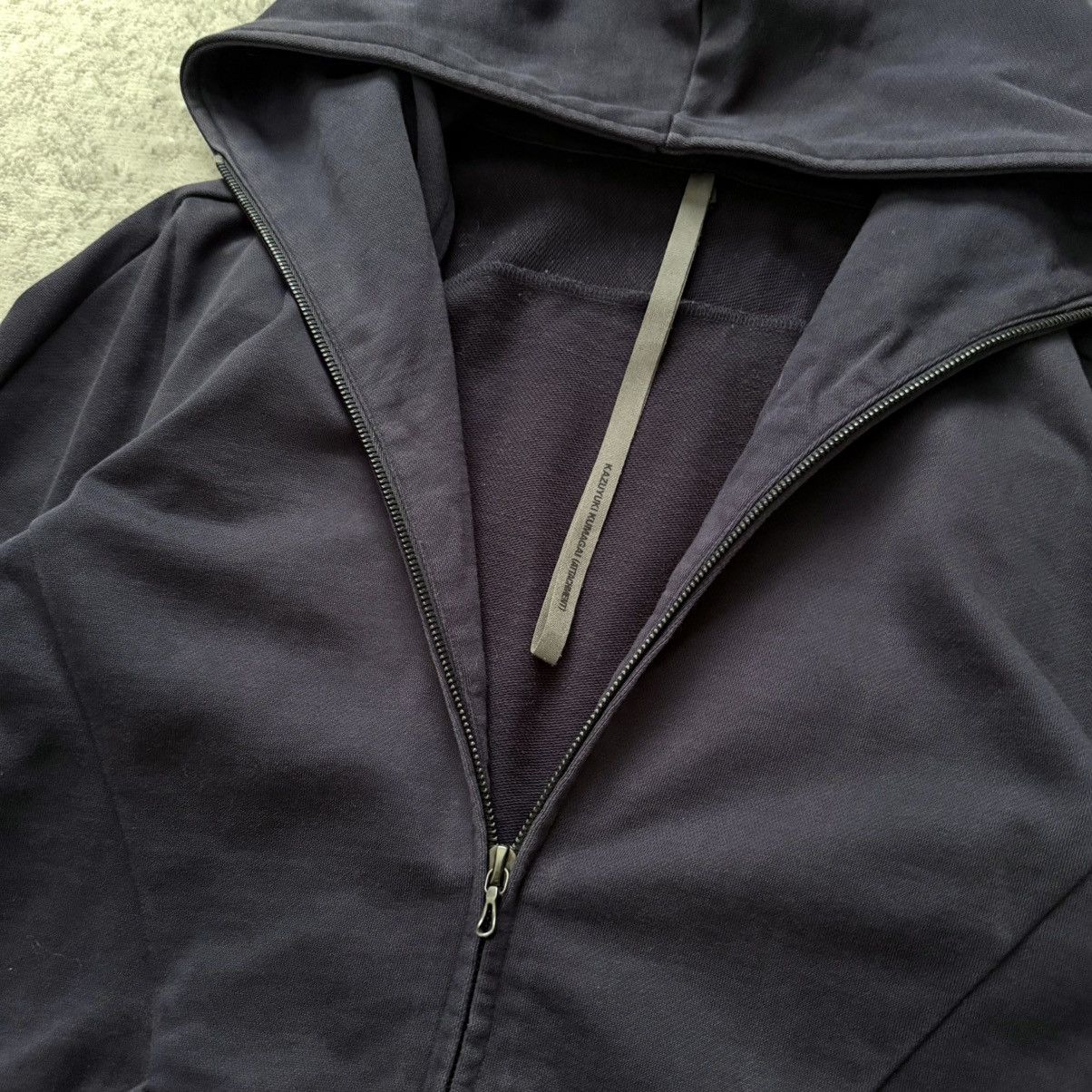 Kazuyuki Kumagai Attachment Kazuyuki Kumagai Double Riri Zipper Navy Cotton Hoodie Size US L / EU 52-54 / 3 - 4 Thumbnail