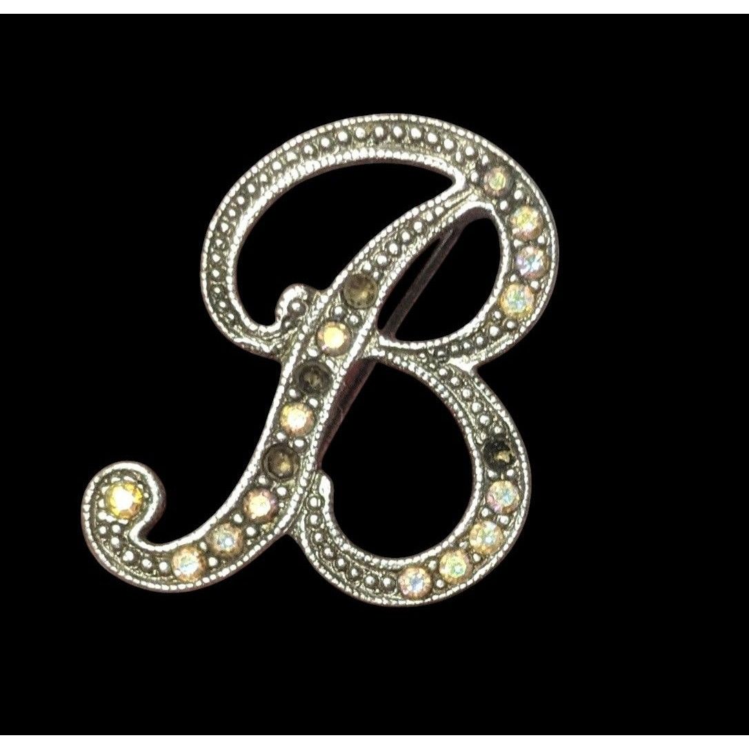 Other Whimsical Glam Cursive B Aurora Borealis Rhinestone Silver T Size ONE SIZE - 2 Thumbnail