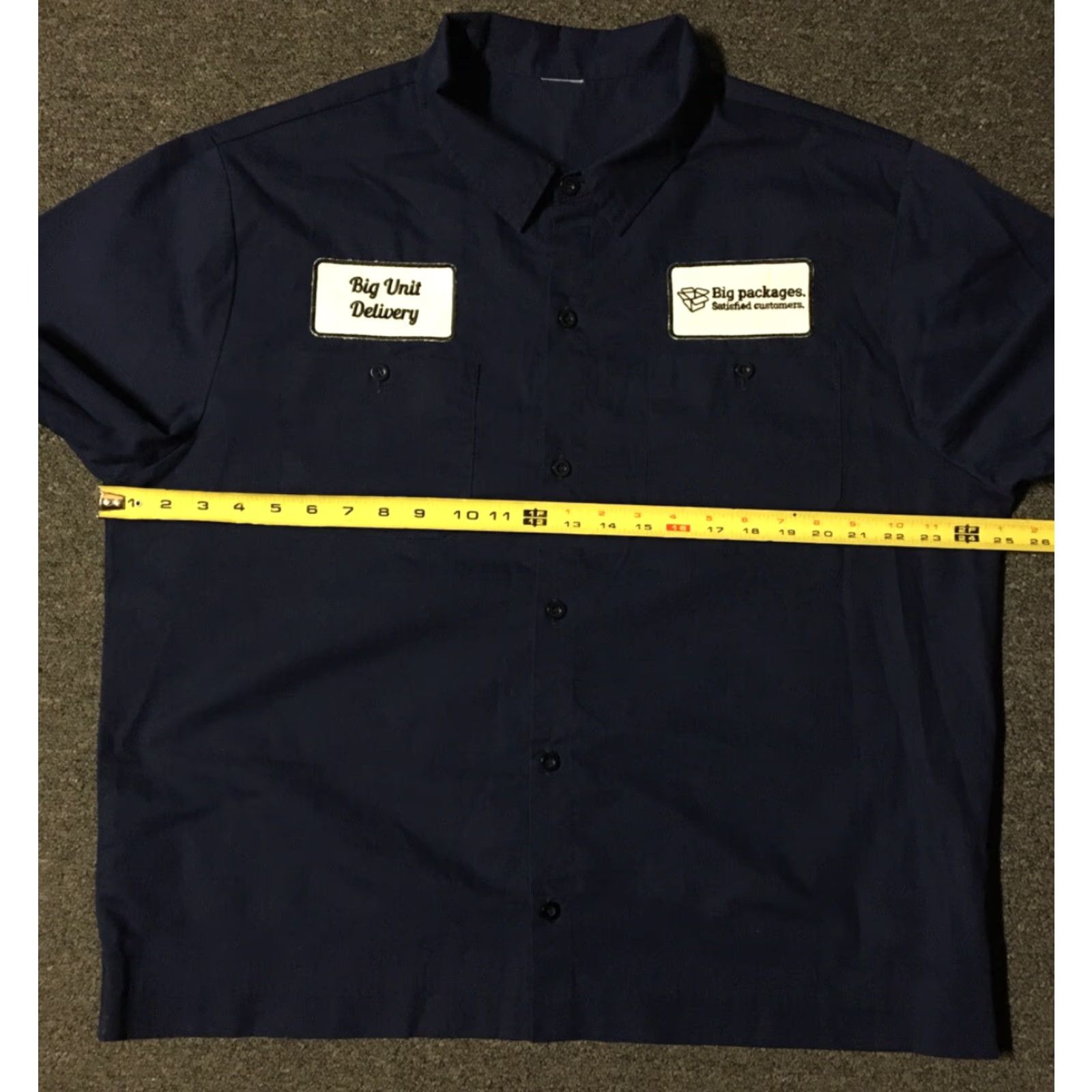 Vintage VINTAGE Big Unit Delivery Big Packages Button Up Shirt L Blue Men Short Sleeve T-Shirt Button Up Shirt Size US L / EU 52-54 / 3 - 5 Thumbnail