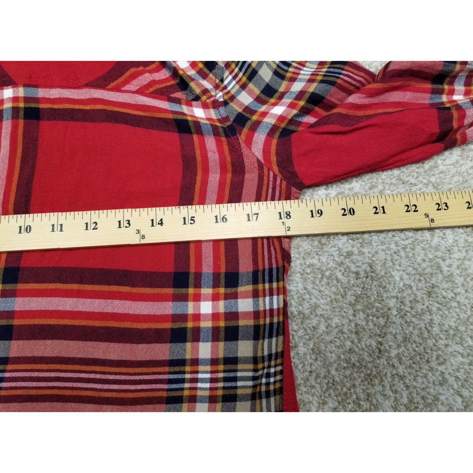 Garage Garage Top Womens XS Red 100% Rayon Plaid Long Sleeve Casual Shirt Size XS / US 0-2 / IT 36-38 - 7 Thumbnail