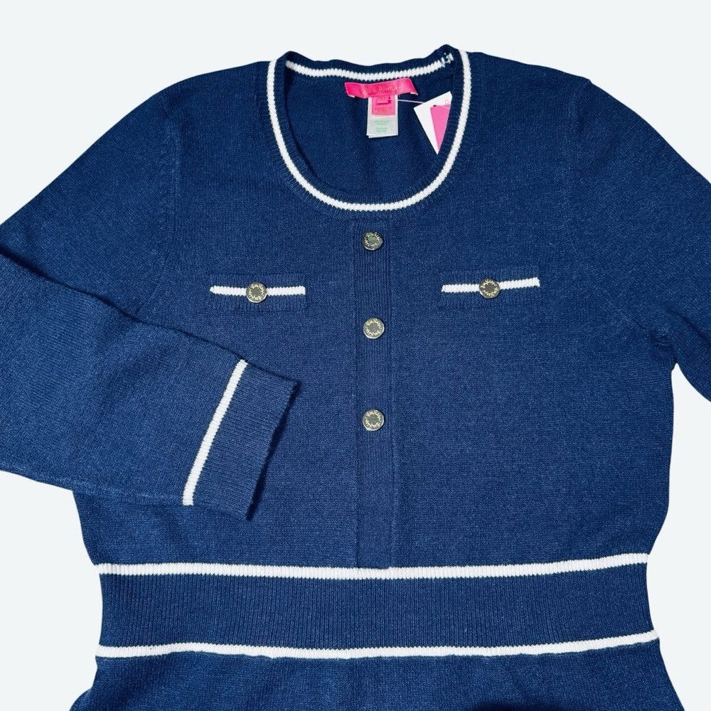 Lilly Pulitzer NWT New $198 Lilly Pulitzer Danley Sweater Navy Knit Dress Size XL / US 12-14 / IT 48-50 - 5 Thumbnail