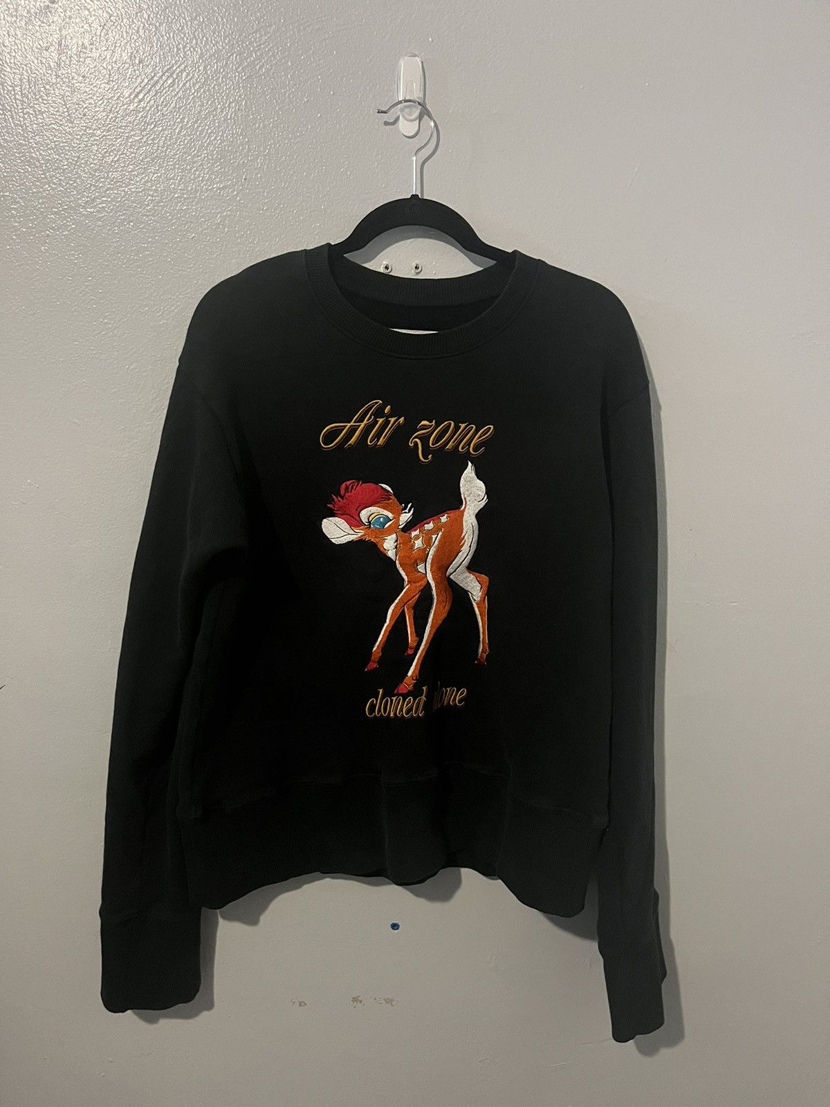 image of Beauty Beast Beauty:beast 90’S “Air Zone Cloned Alone“ Bambi Sweatshirt in Black (Size Medium)