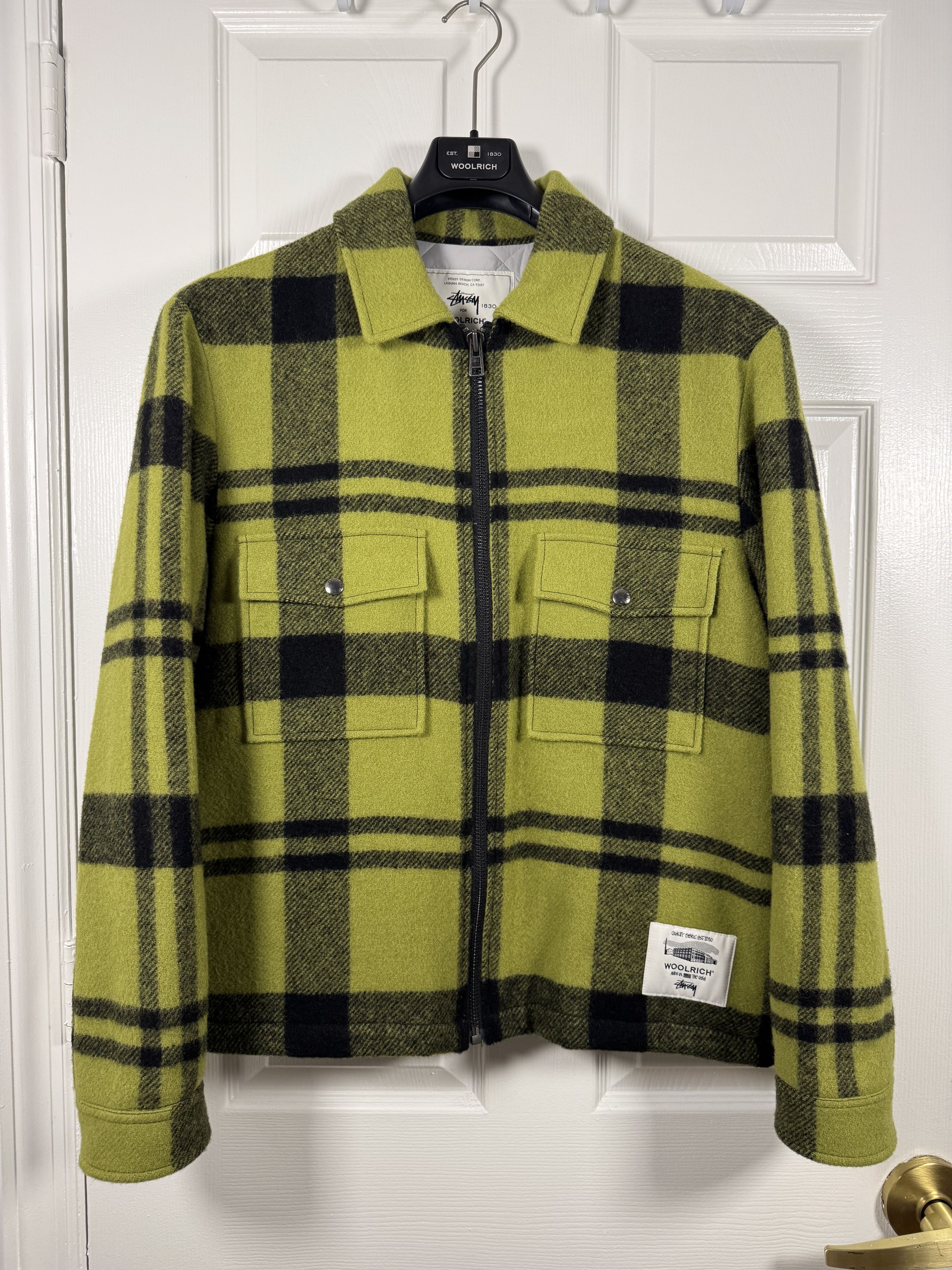 STUSSY×WOOLRICH ステューシー　ウールリッチ ステューシー×ウールリッチの厚手ワークシャツ、太さの異なるブラック