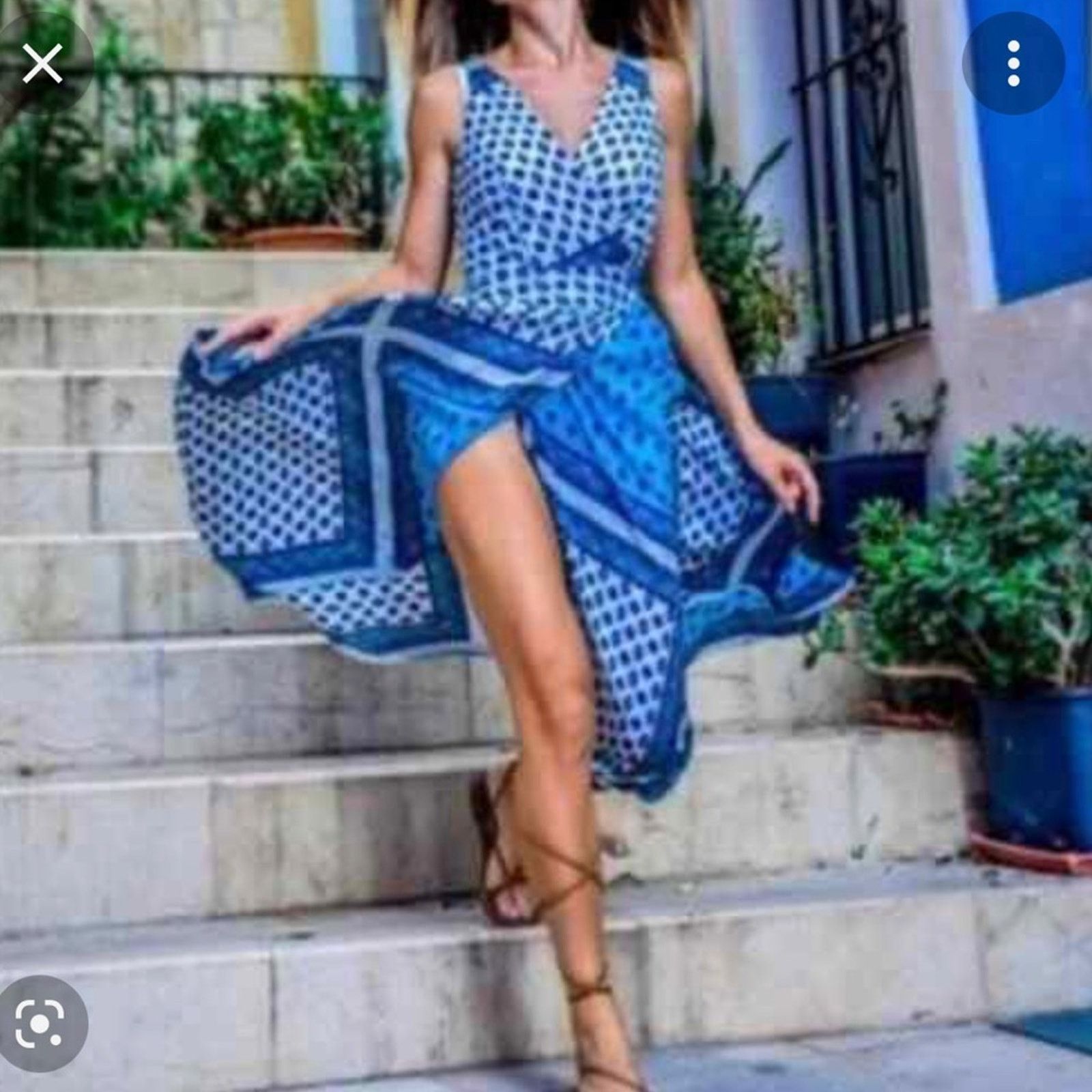 Zara Zara Hanky Scarf Bandana Assymetrical Wrap Midi Dress Blue Size XS / US 0-2 / IT 36-38 - 1 Thumbnail