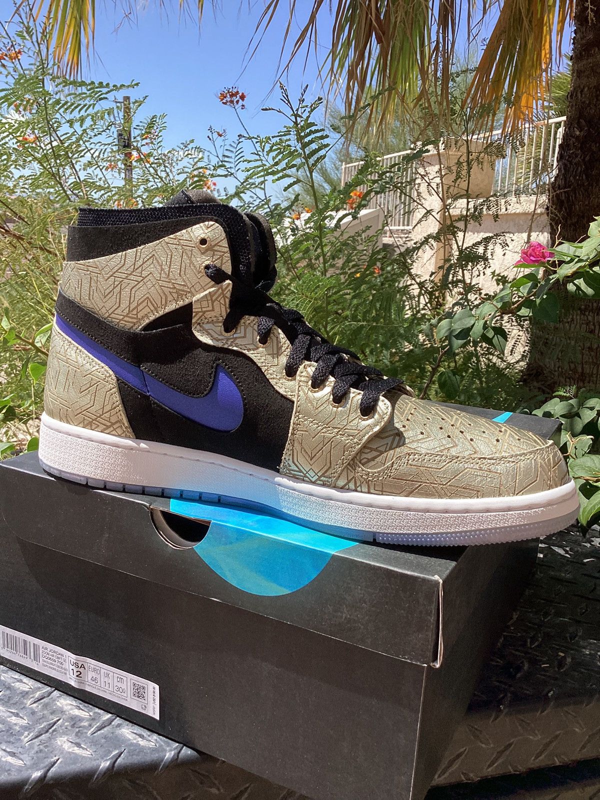 Nike Nike Air Jordan 1 High Zoom Gold Lasr DQ0659-700 Size 12 new Size US 12 / EU 45 - 3 Thumbnail