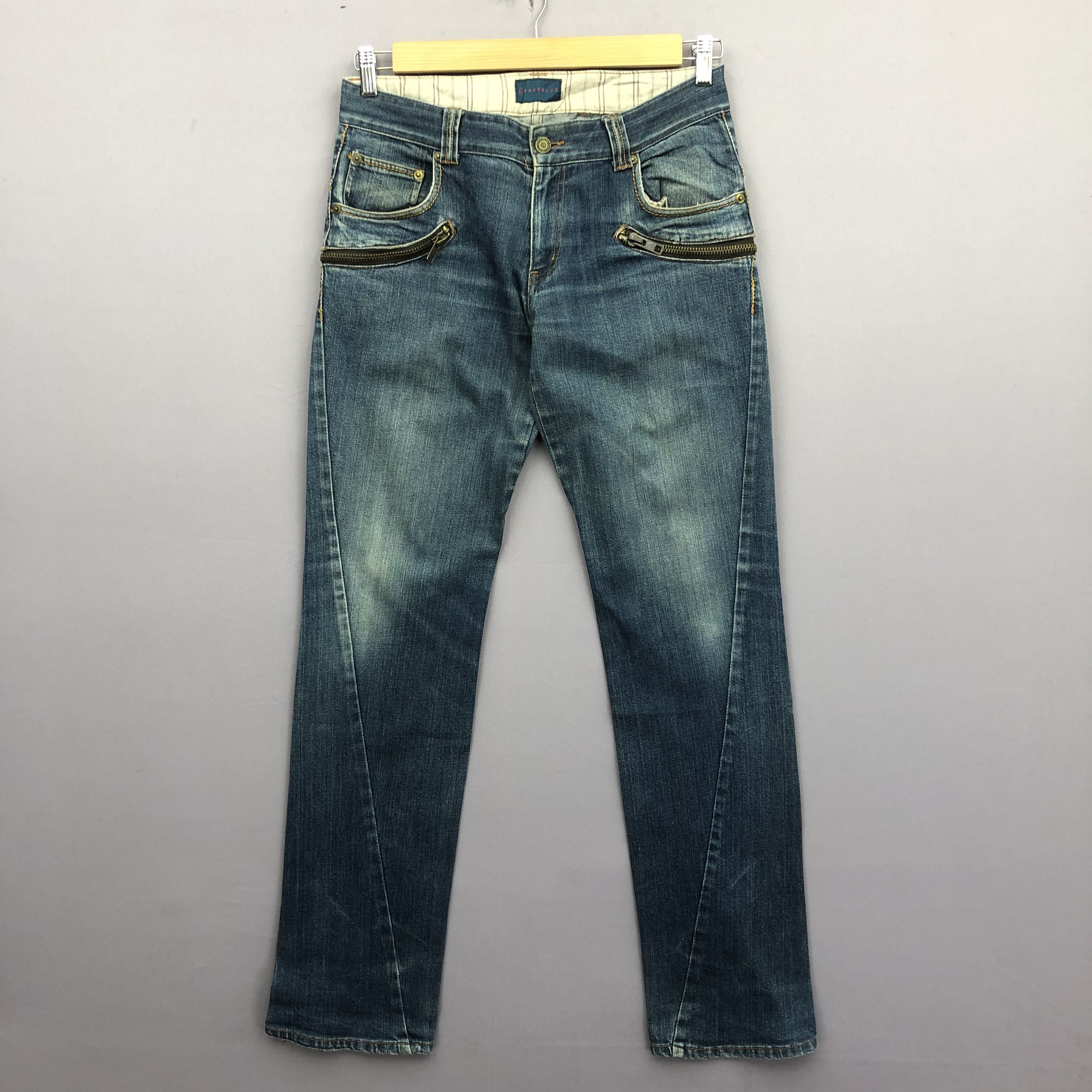 Japanese Brand 2000s 6Rageblue Multi Pocket Zipper Jeans Faded Skater Denim Size US 32 / EU 48 - 1 Thumbnail