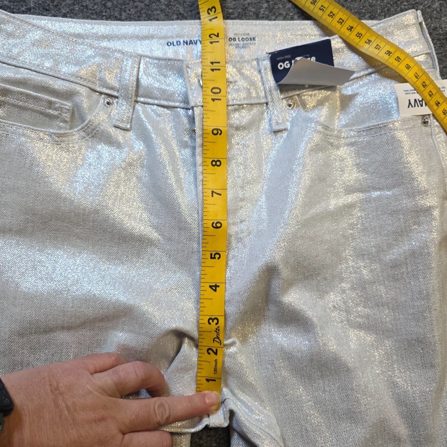 Old Navy Old Navy Jeans Womens Size 6 Silver White OG Loose Baggy Shimmer Glitter Casual Jeans Ankle 5-Pocket Womens Regular Size 6 Spring Summer Fall Winter Size 28" / US 6 / IT 42 - 7 Thumbnail