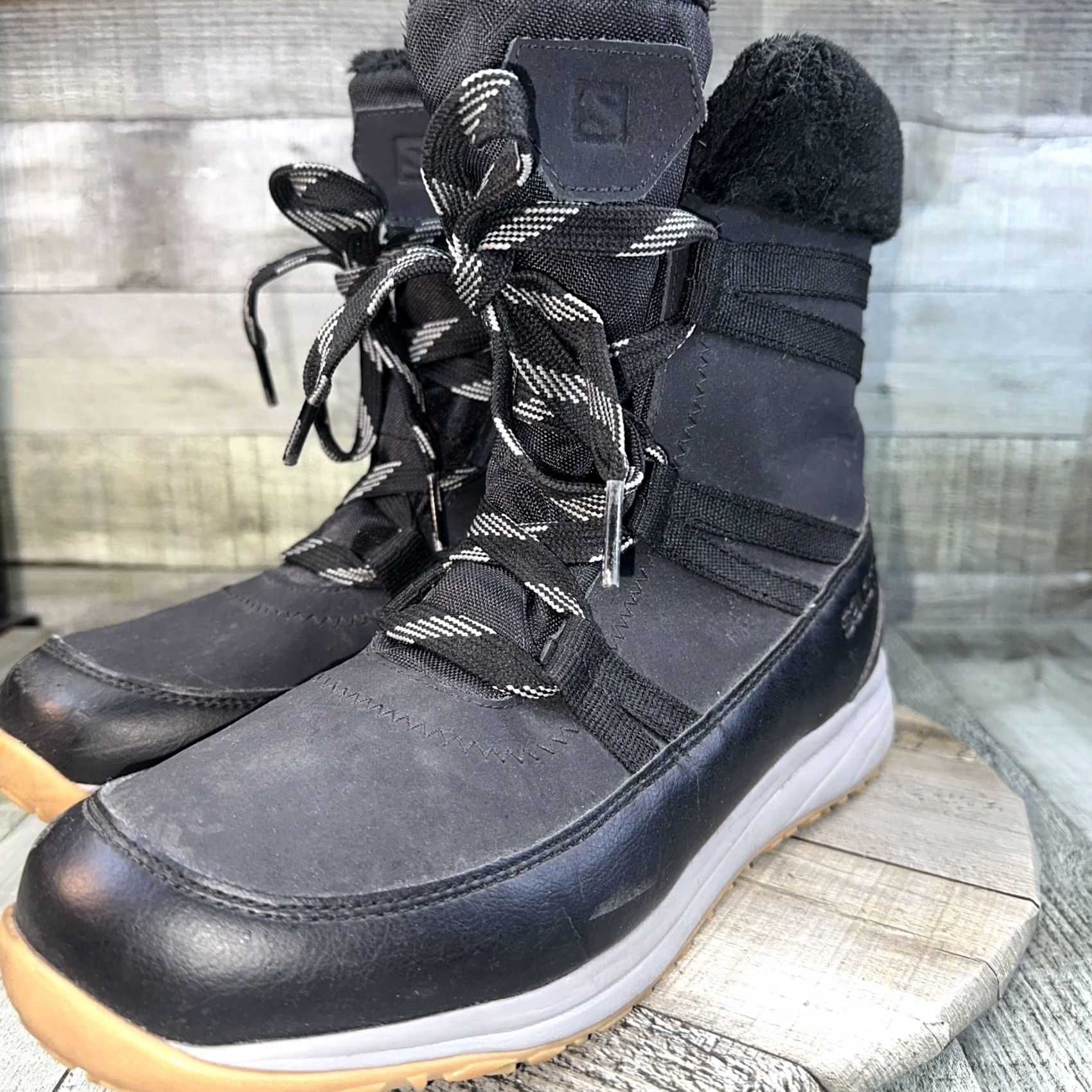 Salomon VINTAGE Women’s Salomon boots Black 9.5 Thinsulate Snow Boot Leather Women 9.5 US 9 1/2 EU Shoes Mens Girls not applicable Size US 10 / IT 40 - 3 Thumbnail