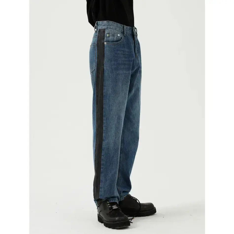 Japanese Brand Retro loose straight leg casual patchwork jeans Size US 32 / EU 48 - 3 Thumbnail