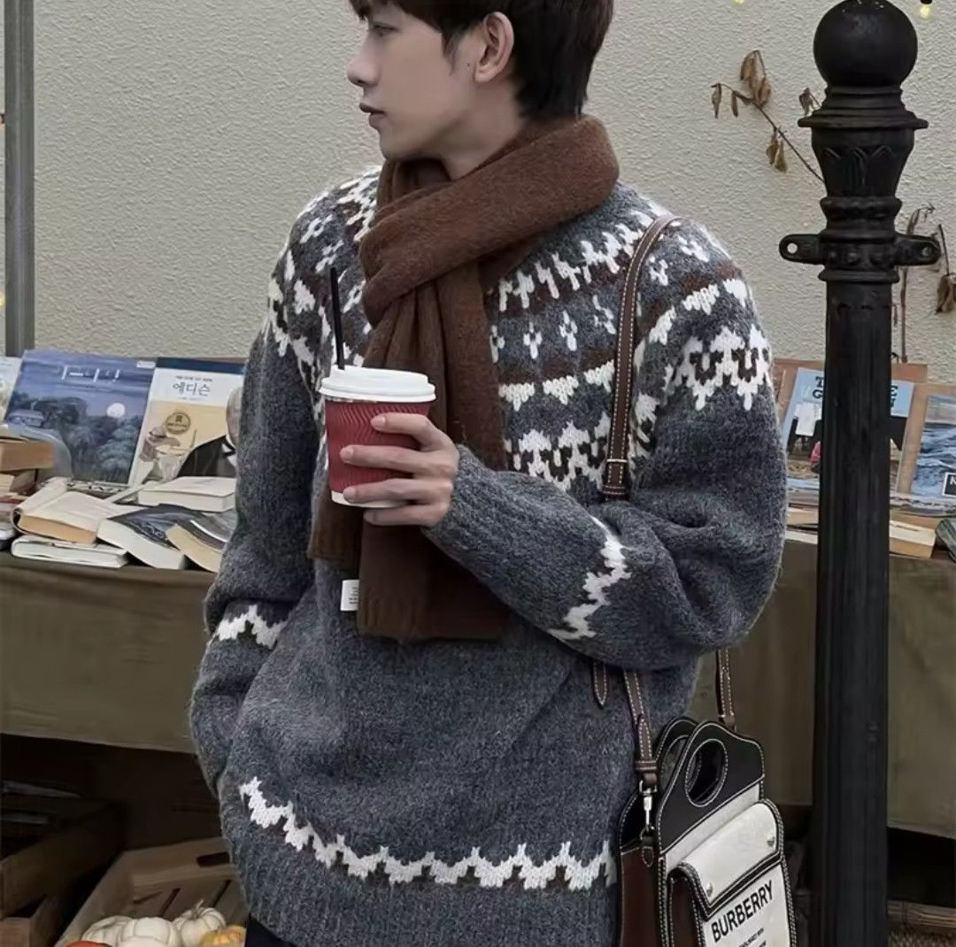 Japanese Brand × Vintage Fair Isle Jacquard Sweater Retro Baggy Crewneck Knit Size US M / EU 48-50 / 2 - 2 Thumbnail