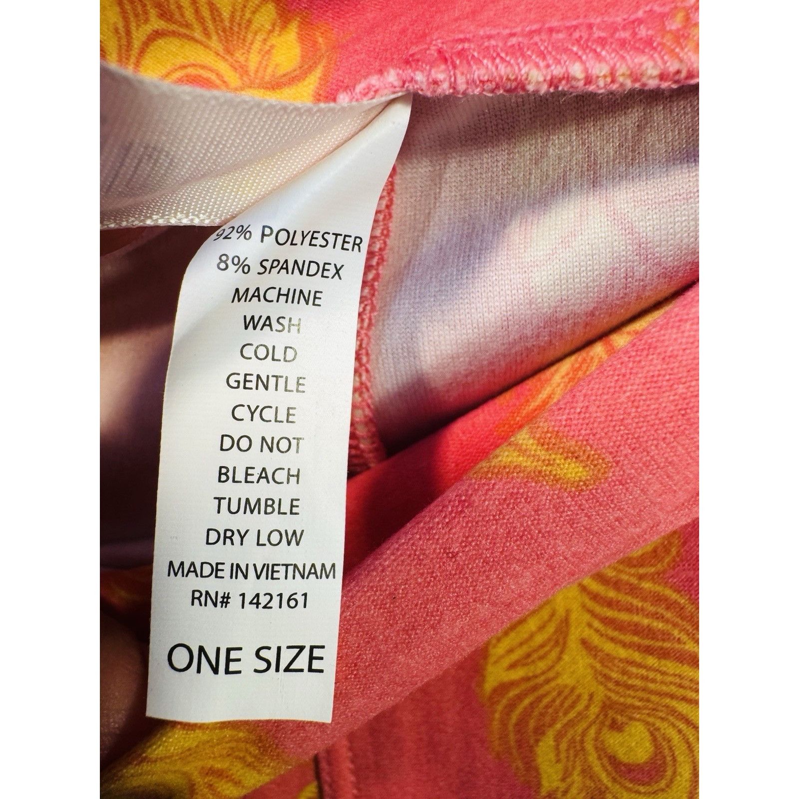 Other LuLaRoe Leggings OS One Size Pink Peacock Feathers Gently Us Size 29" - 5 Thumbnail