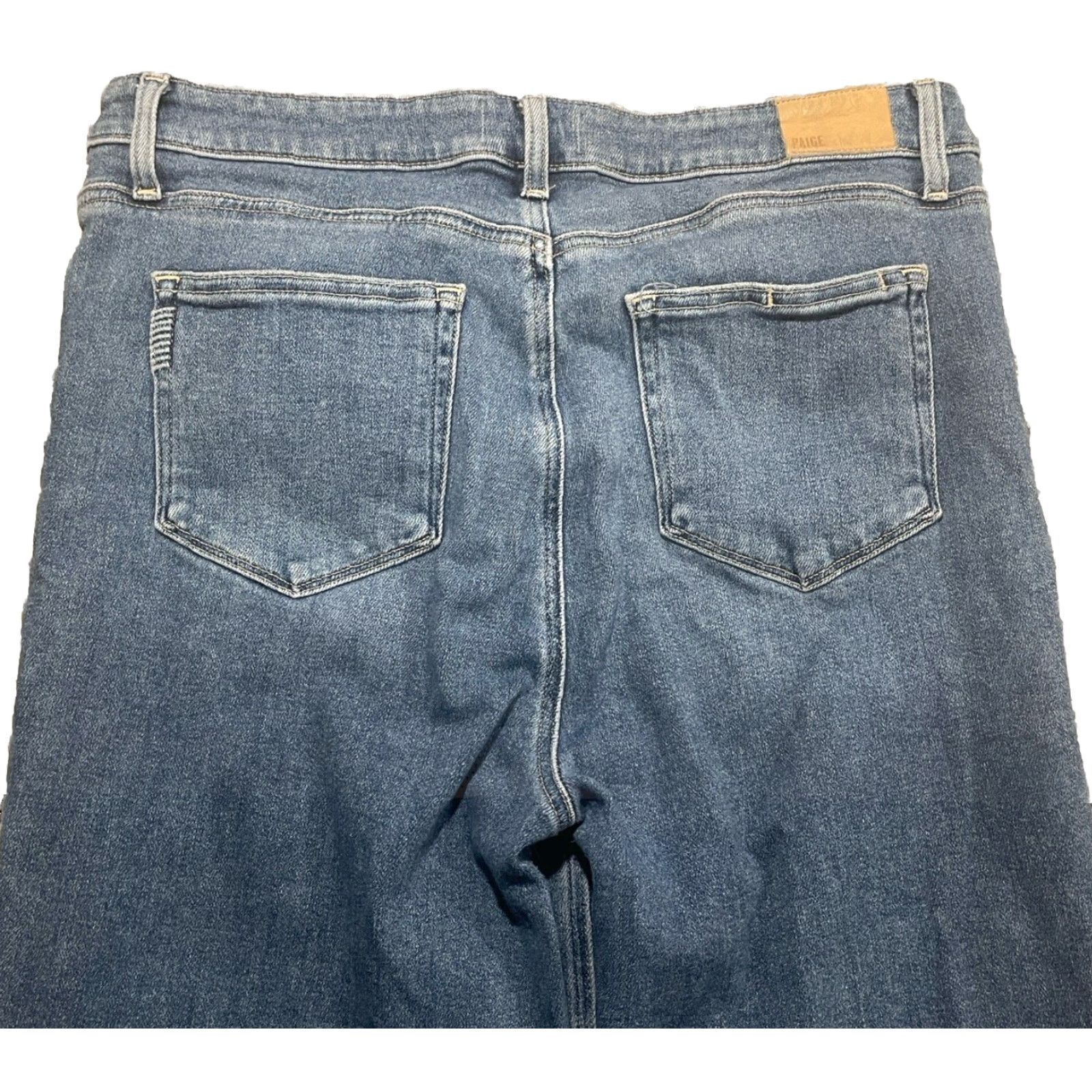 Paige PAIGE Stella Jeans 33 Denim Slim Straight High Rise Blue 5-Pocket Distressed Stretch Womens Jeans Size 24" / US 00 / IT 34 - 7 Thumbnail