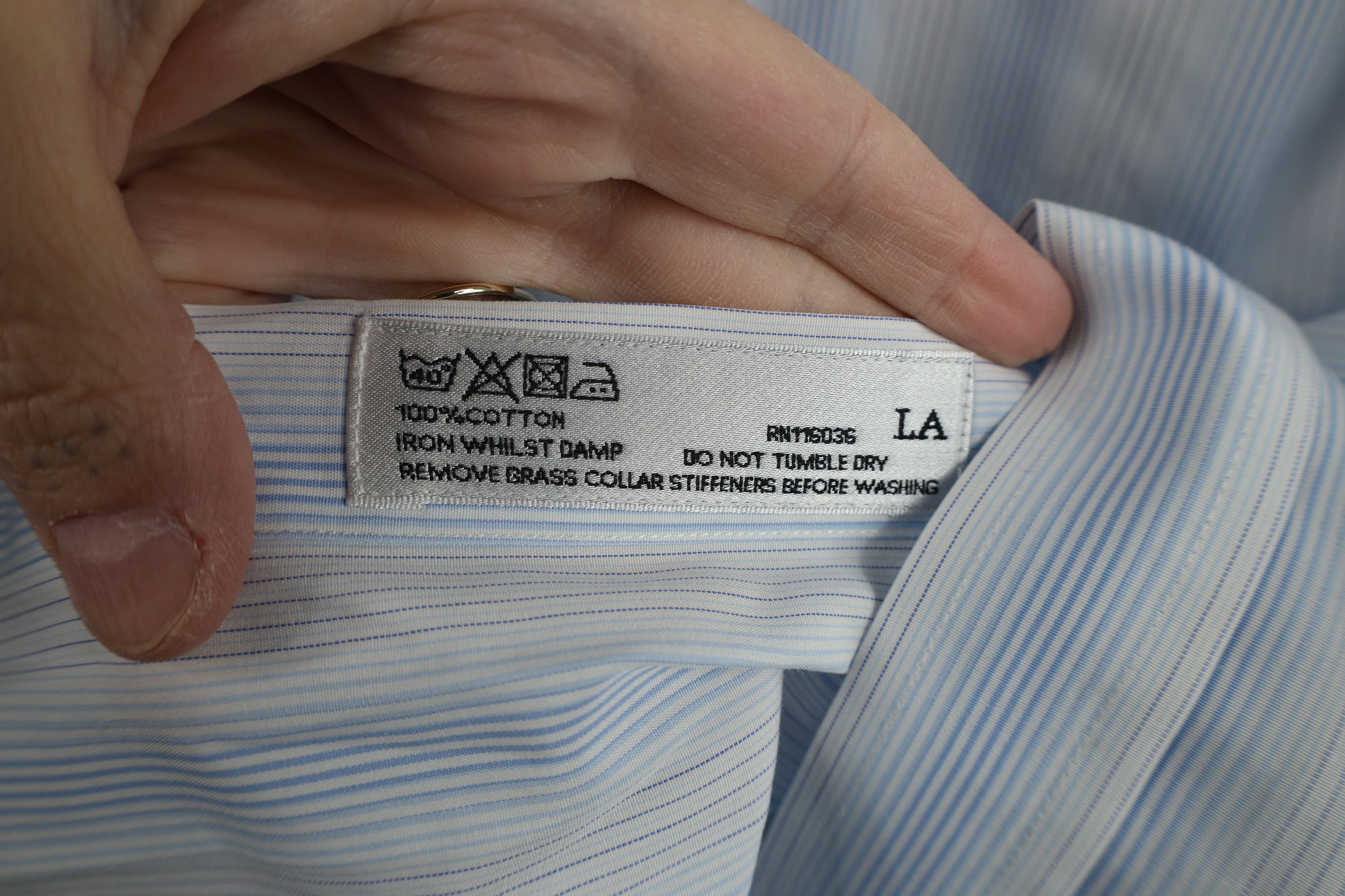 Charles Tyrwhitt Charles Tyrwhitt Striped Collared Button Dress Shirt Blue Size US L / EU 52-54 / 3 - 10 Thumbnail