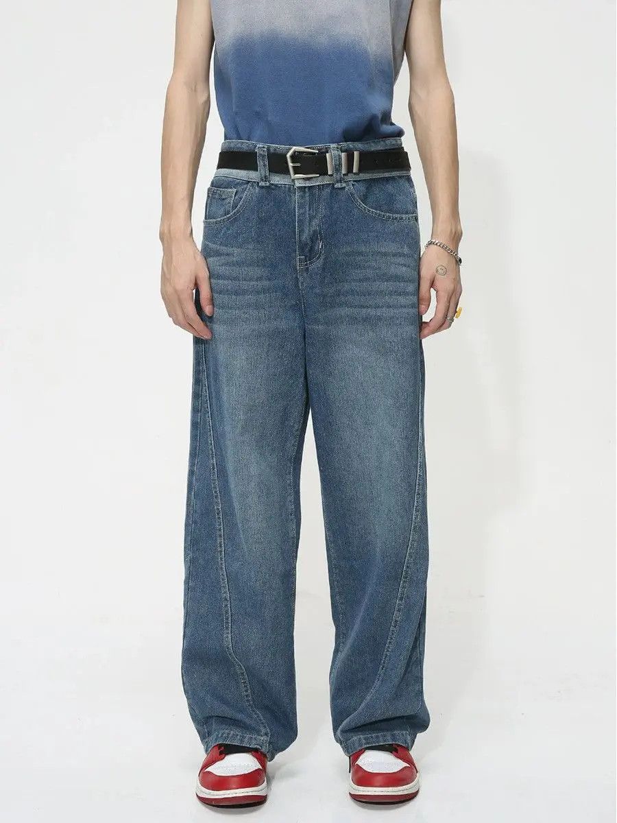 Japanese Brand Retro loose wide leg patchwork jeans Size US 32 / EU 48 - 3 Thumbnail