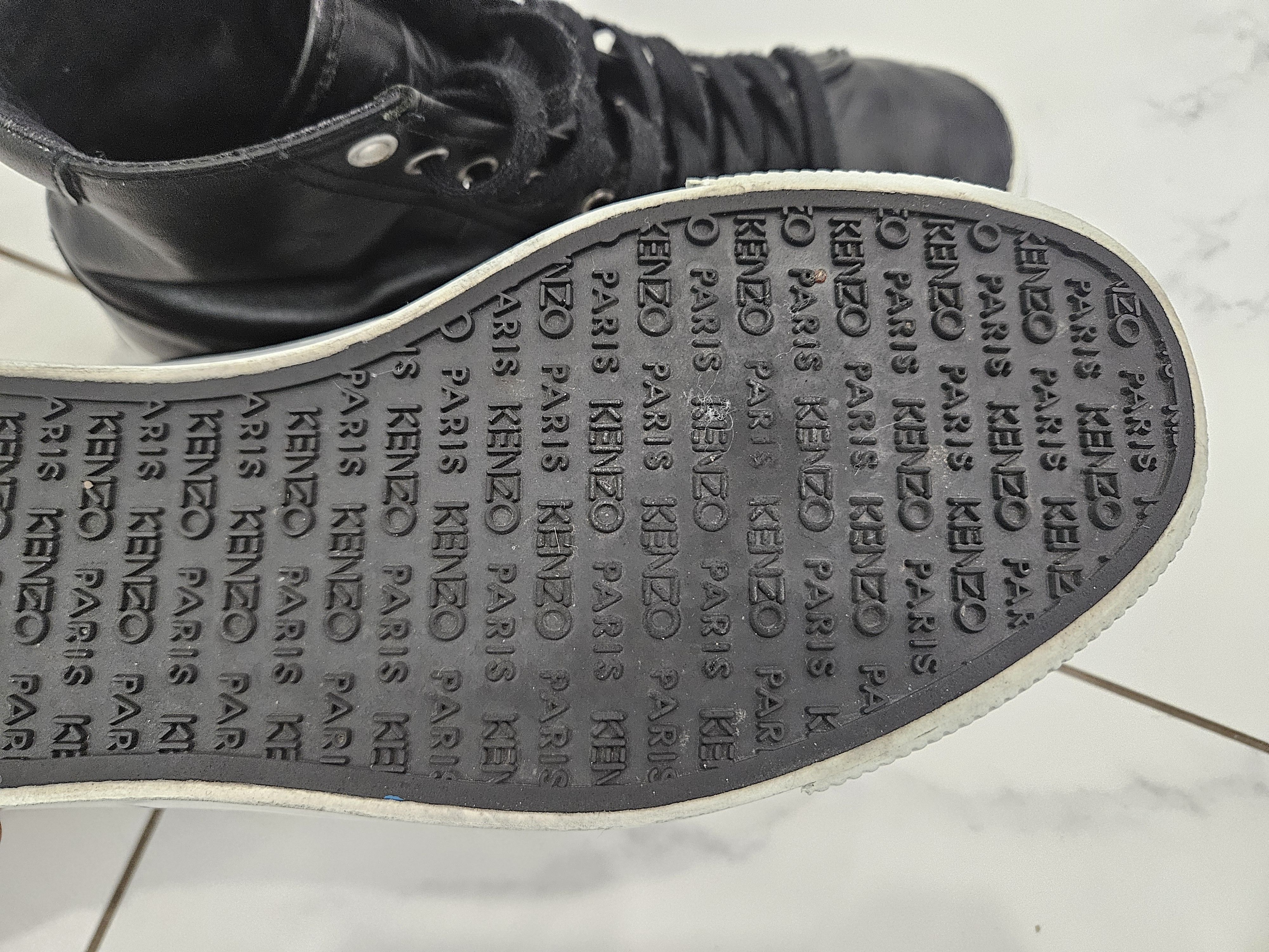 Kenzo Kenzo Black Leather High-Top Sneakers | Embossed Tiger Logo Size US 8 / EU 41 - 4 Thumbnail