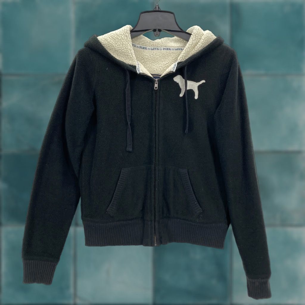 Victoria's Secret VINTAGE Victoria's Secret PINK Hoodie XS Black Full Zip Love VTG Size XS / US 0-2 / IT 36-38 - 1 Thumbnail