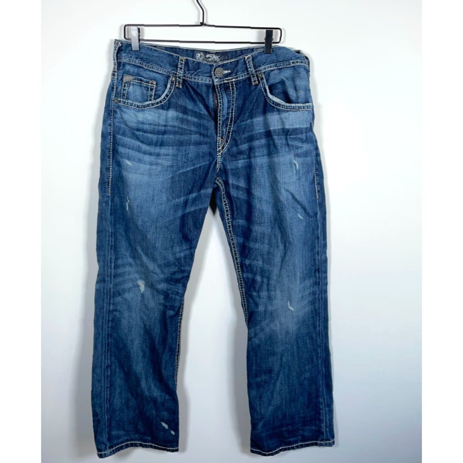Silver Jeans Co. Silver Jeans Gordie Jeans Adult 36x29 Blue Denim Flap Pockets Straight 5-Pocket Mens Size US 36 / EU 52 - 2 Thumbnail