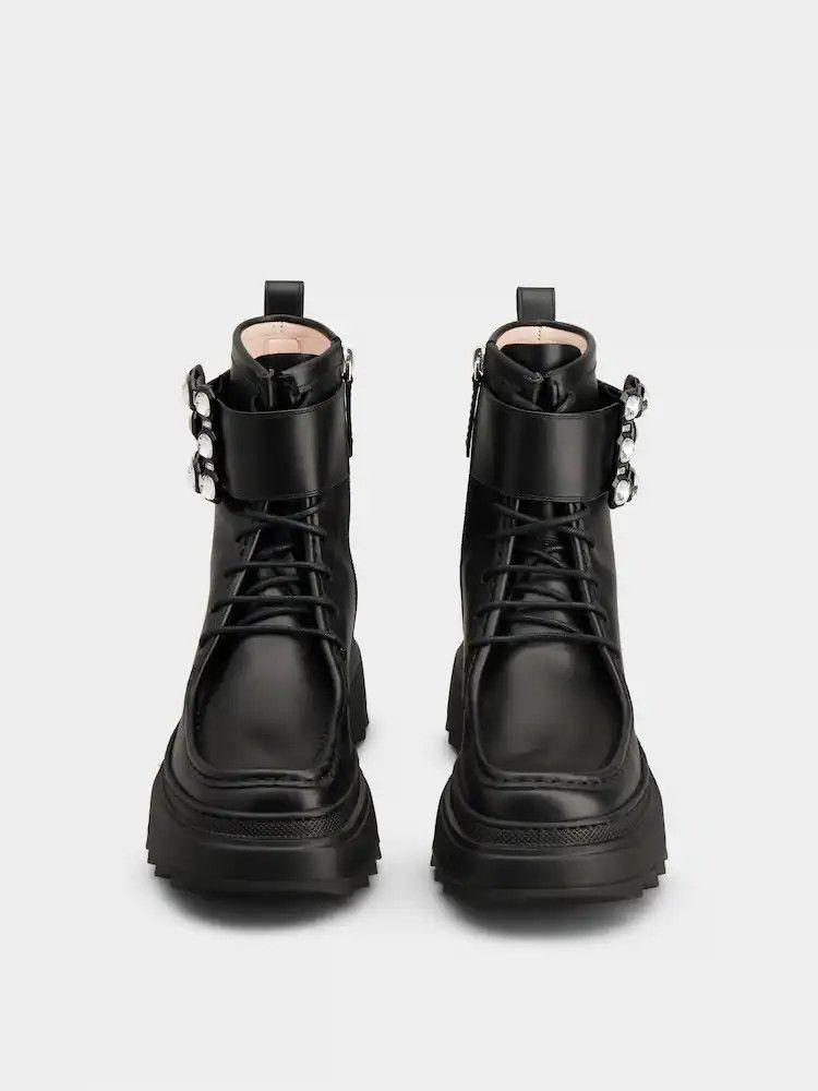 Roger Vivier o1s22i1n0824 Wallaviv Leather Ankle Boots in Black Size US 7 / IT 37 - 7 Thumbnail