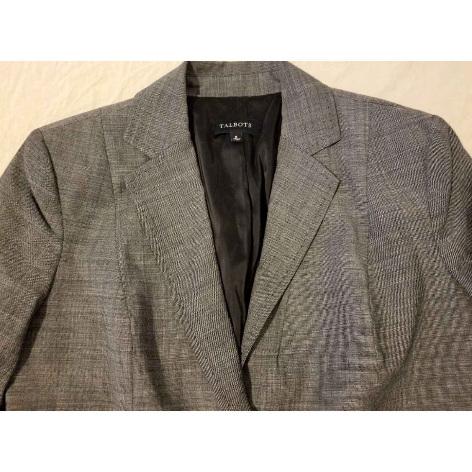 Talbots Womens Talbots Wool Blazer 8 Grey Gray Wool Blazer Womens 8 Gray Talbots Jacket Blazer Womens Size M / US 6-8 / IT 42-44 - 2 Thumbnail