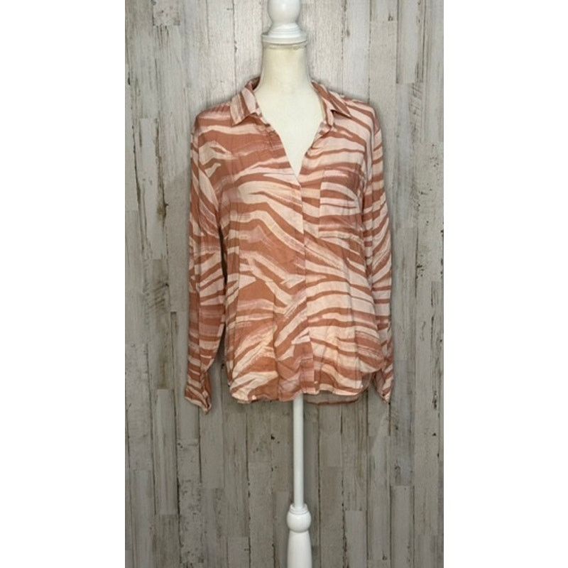 Anthropologie Cloth & Stone Women Small Pink Zebra Print Button-Down Shirt Size S / US 4 / IT 40 - 2 Thumbnail